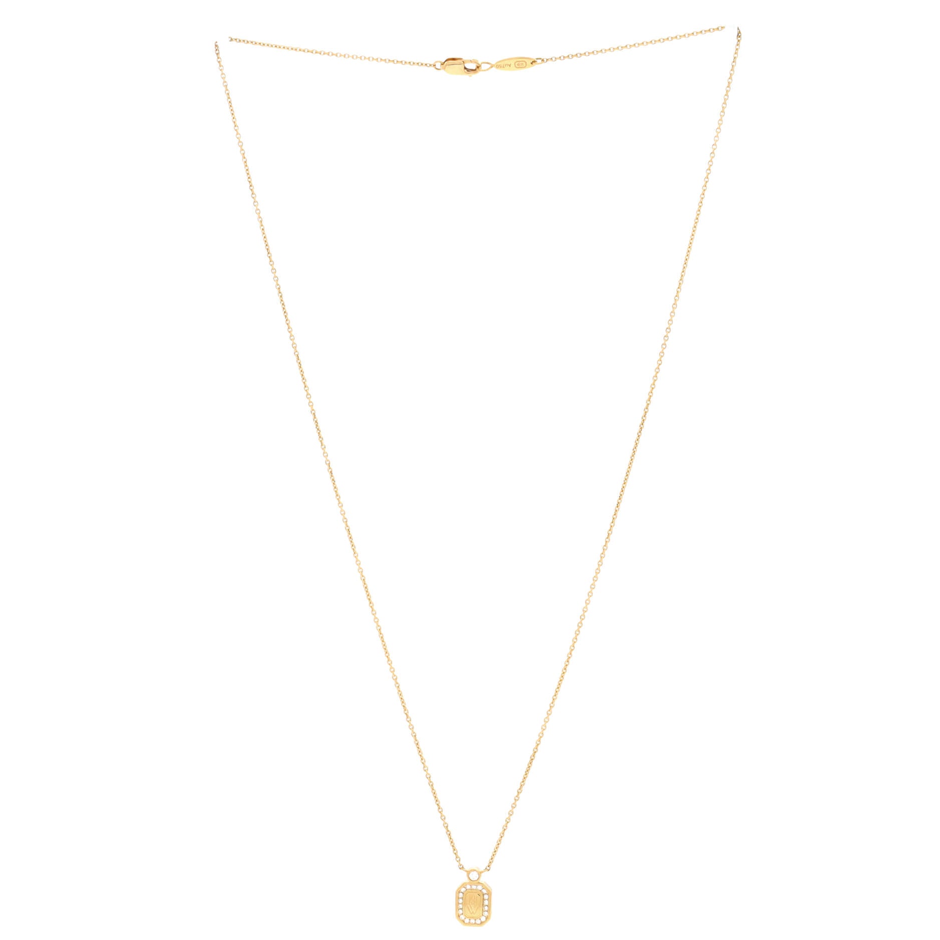 HW Logo Pendant Necklace 18K Yellow Gold with Diamonds