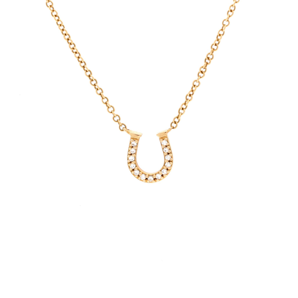 Metro Horseshoe Pendant Necklace 18K Rose Gold with Diamonds