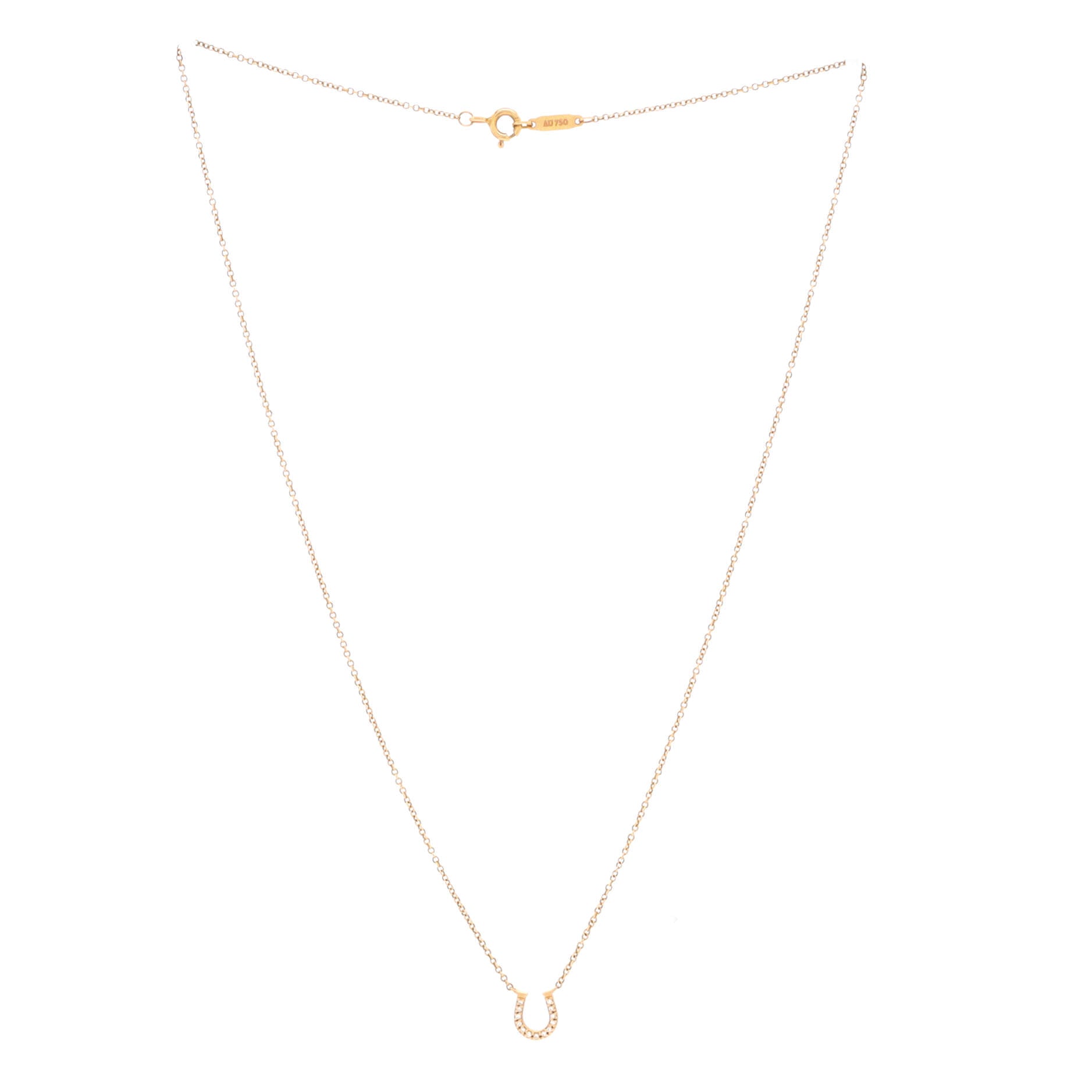 Metro Horseshoe Pendant Necklace 18K Rose Gold with Diamonds