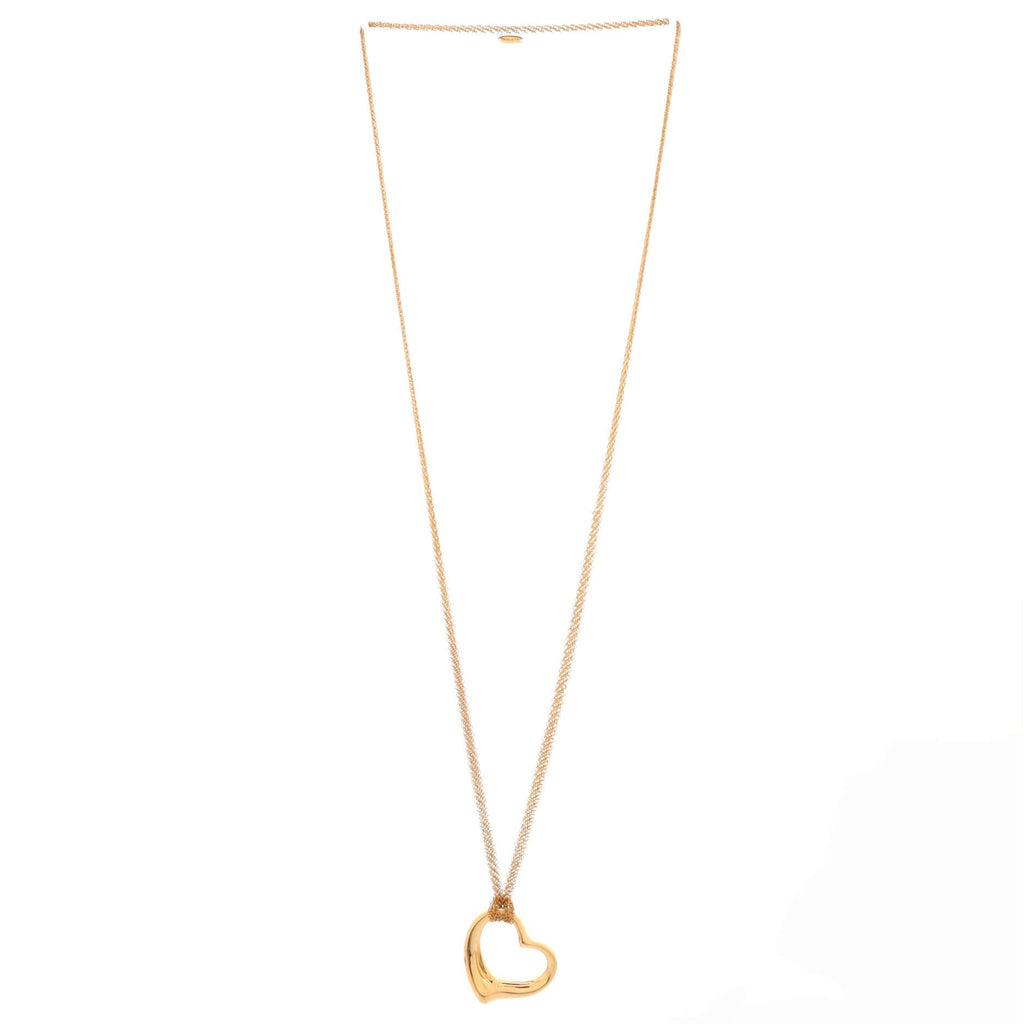 Elsa Peretti Open Heart Mesh Pendant Necklace 18K Rose Gold 36mm