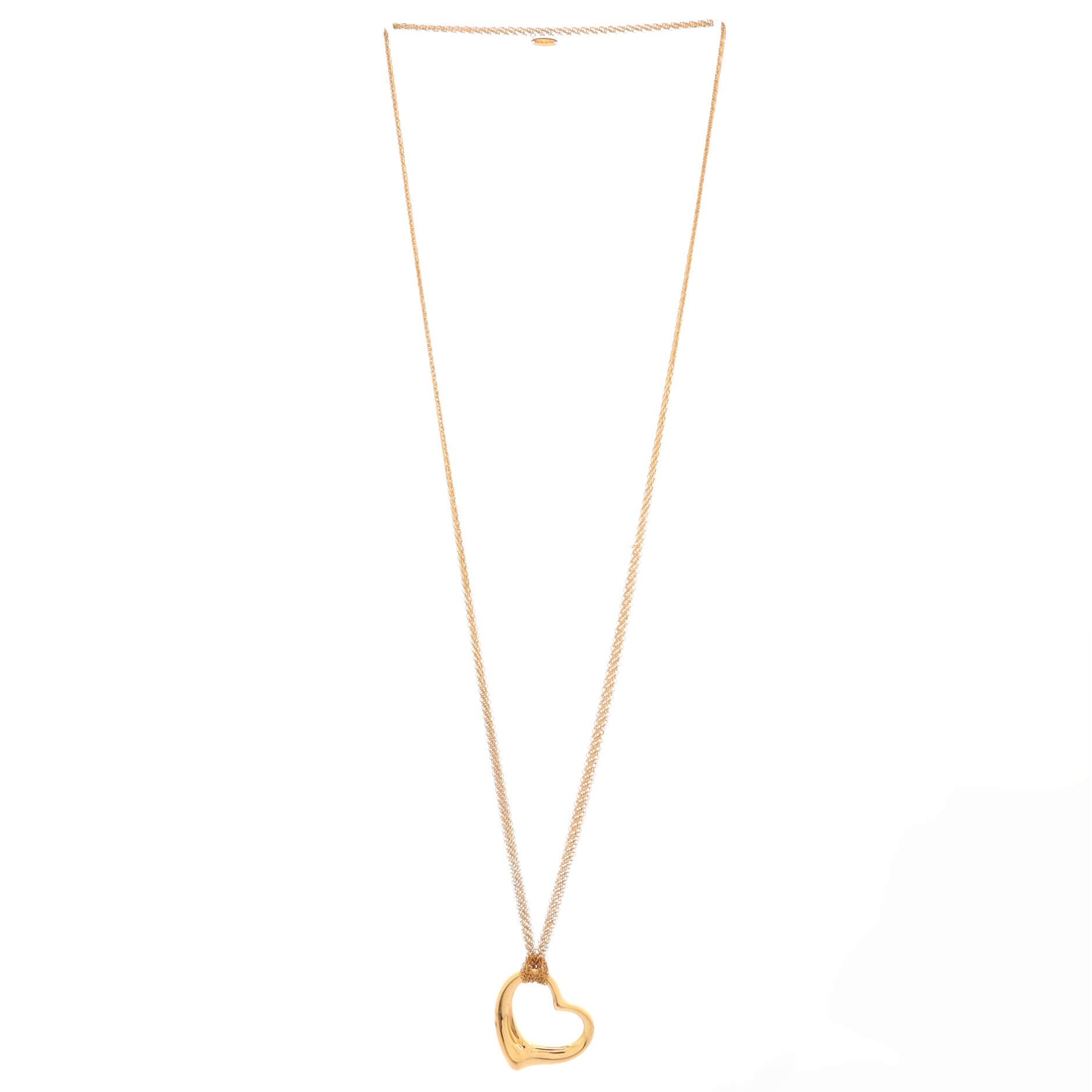 Elsa Peretti Open Heart Mesh Pendant Necklace 18K Rose Gold 36mm
