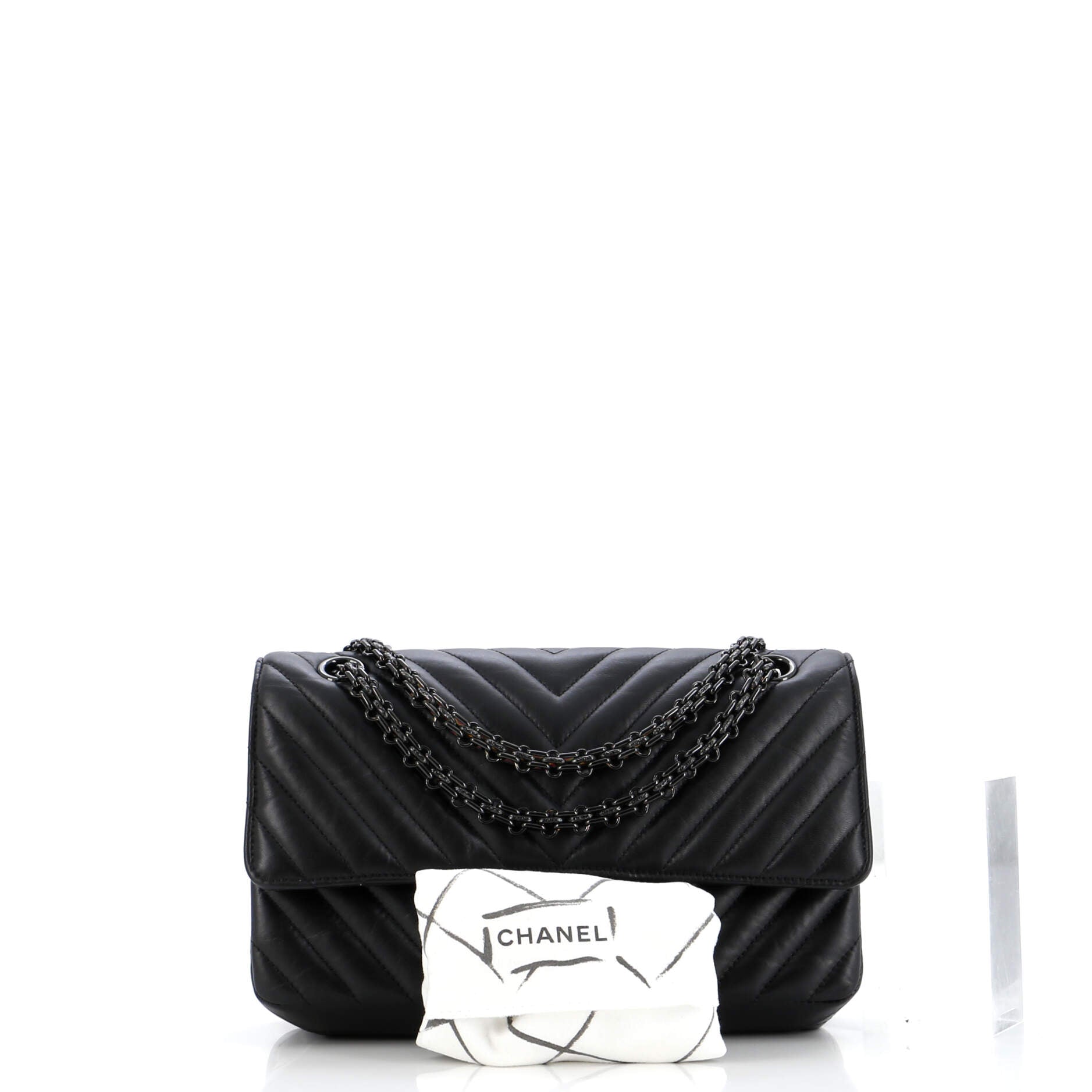 So Black Reissue 2.55 Flap Bag Chevron Aged Calfskin 225