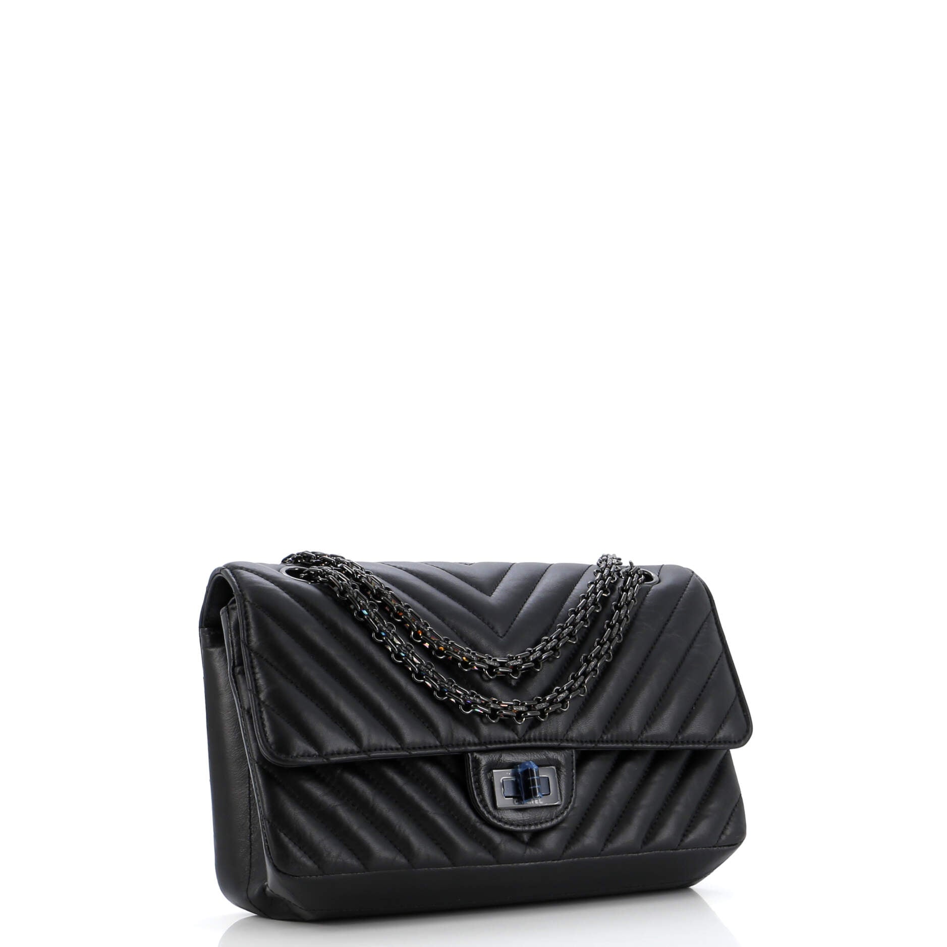 So Black Reissue 2.55 Flap Bag Chevron Aged Calfskin 225