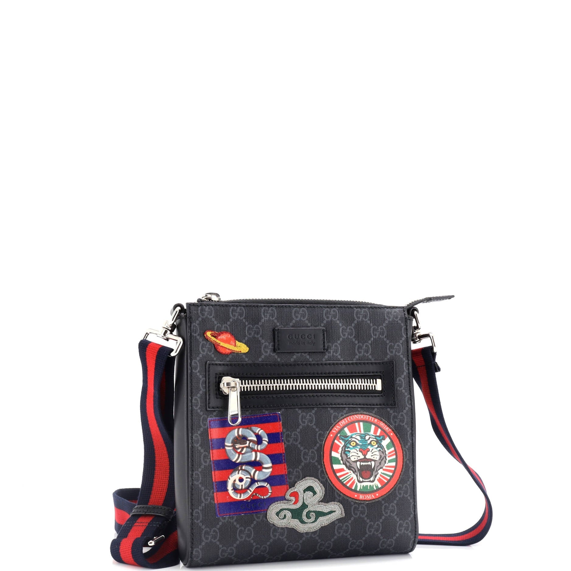 Night Courrier Zip Messenger GG Coated Canvas with Applique Small