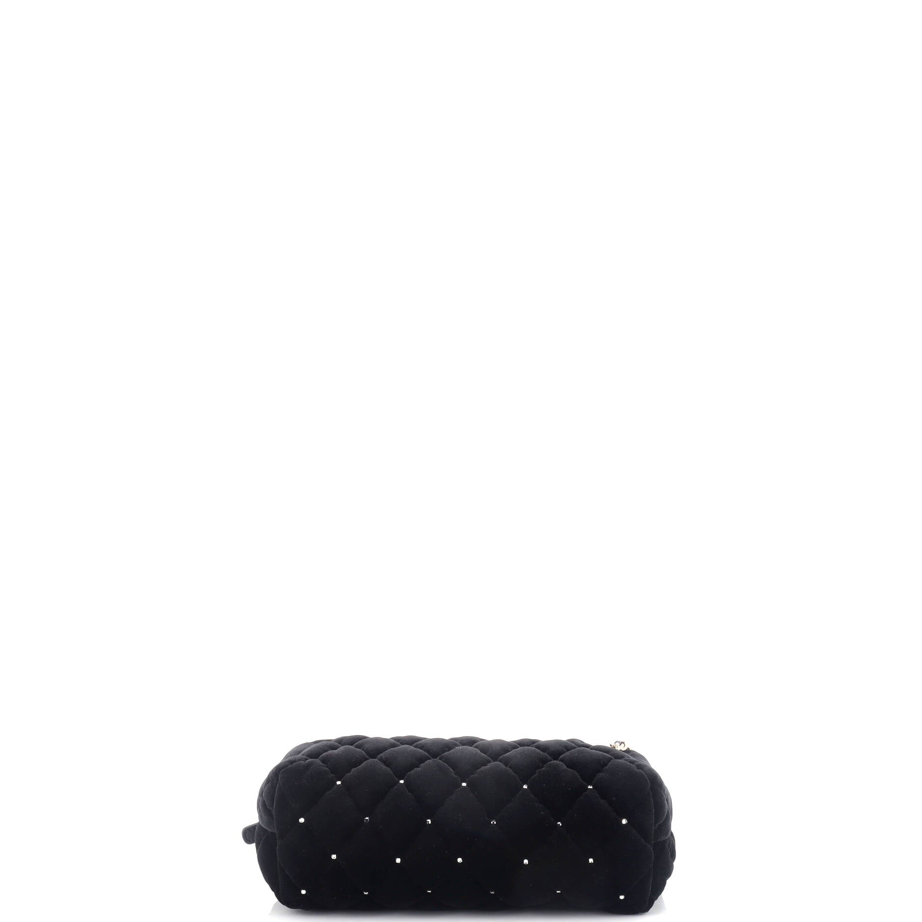 CC Barrel Wristlet Chain Clutch Quilted Velvet with Crystals