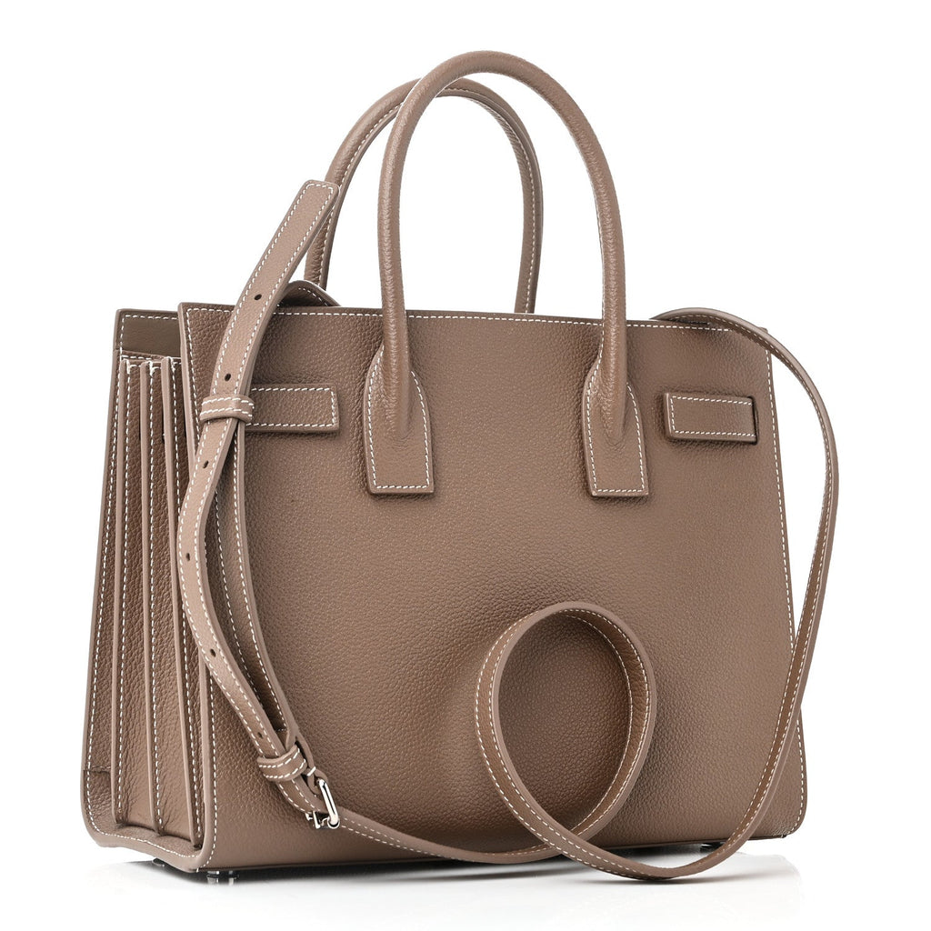 Grained Calfskin Topstich Baby Sac De Jour Taupe