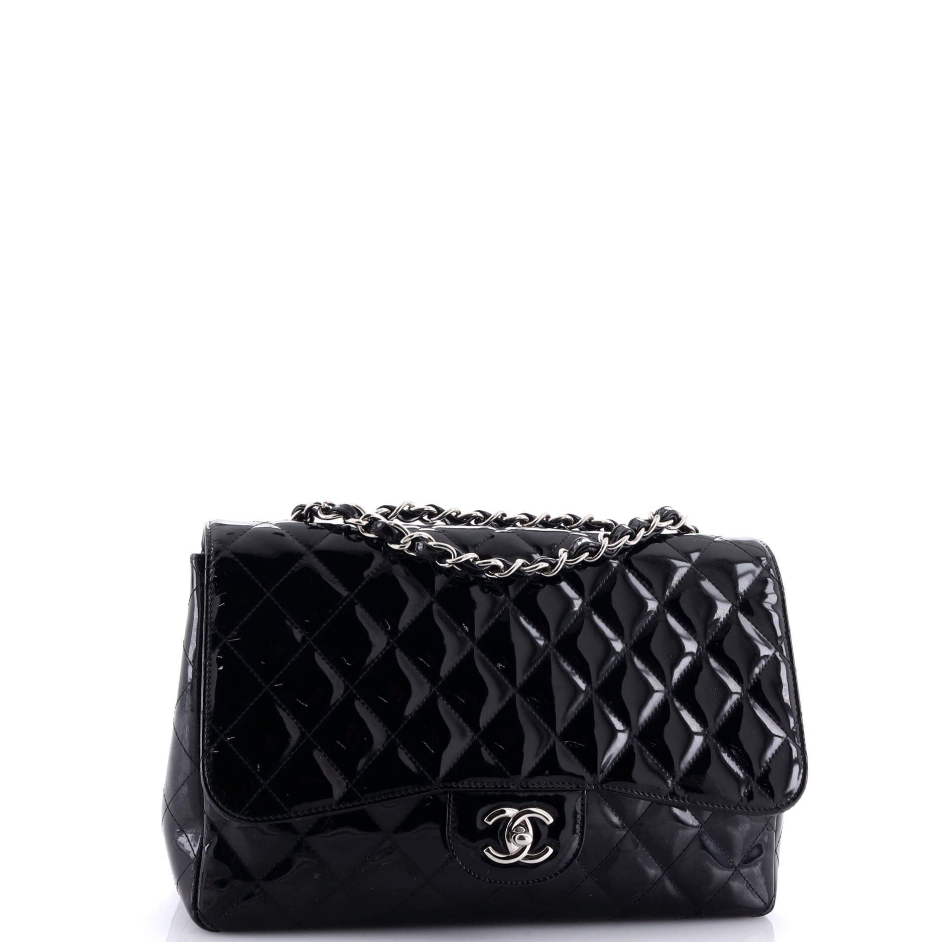 Vintage Classic Single Flap Bag Quilted Patent Jumbo