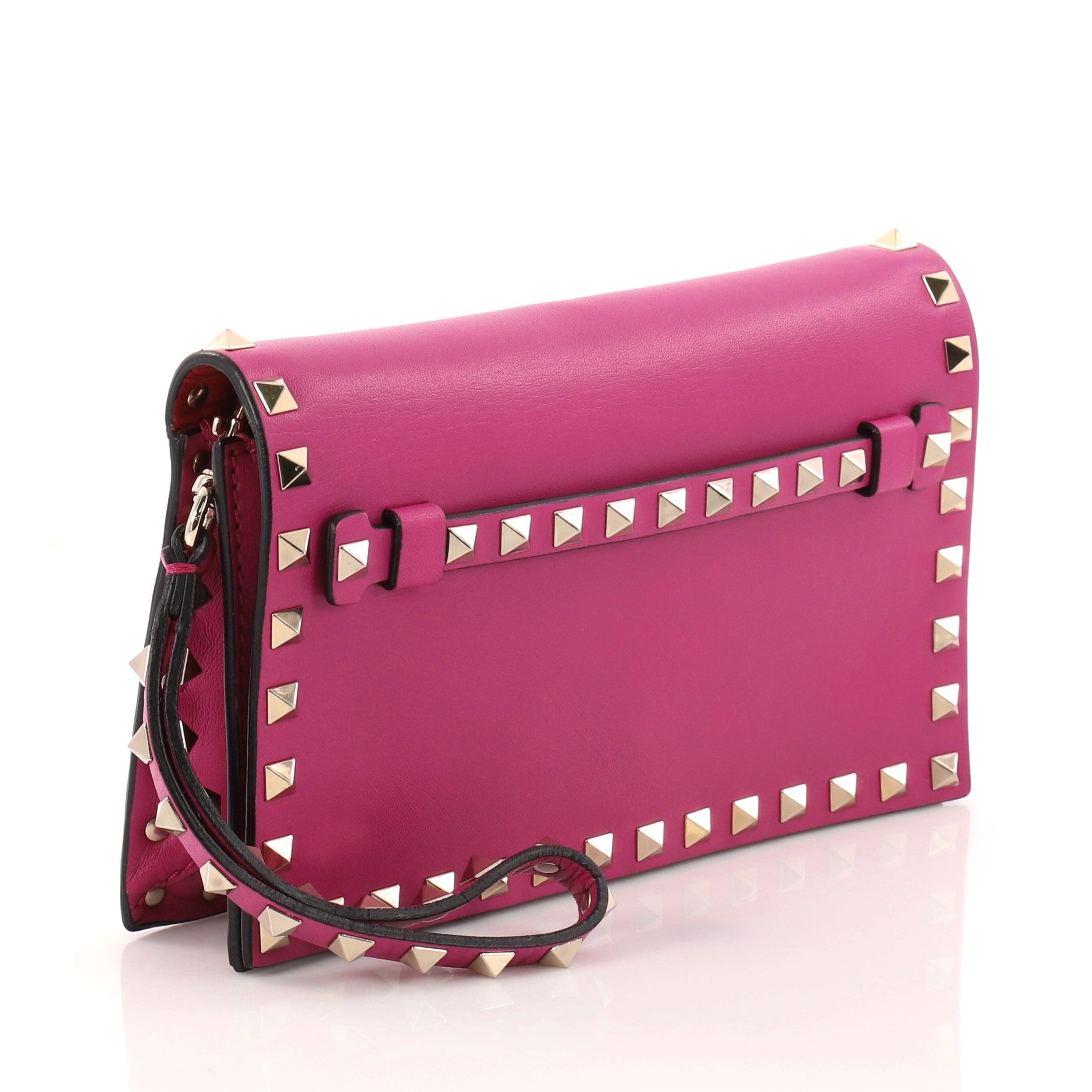 Rockstud Flap Clutch Leather Small