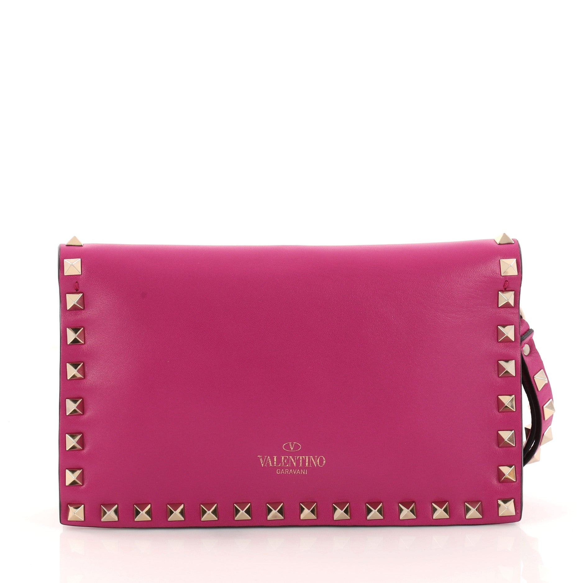 Rockstud Flap Clutch Leather Small