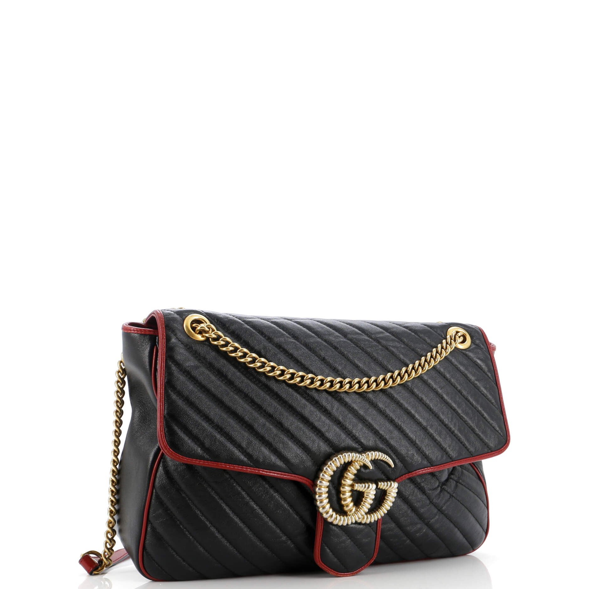 GG Marmont Flap Bag Diagonal Quilted Leather Large