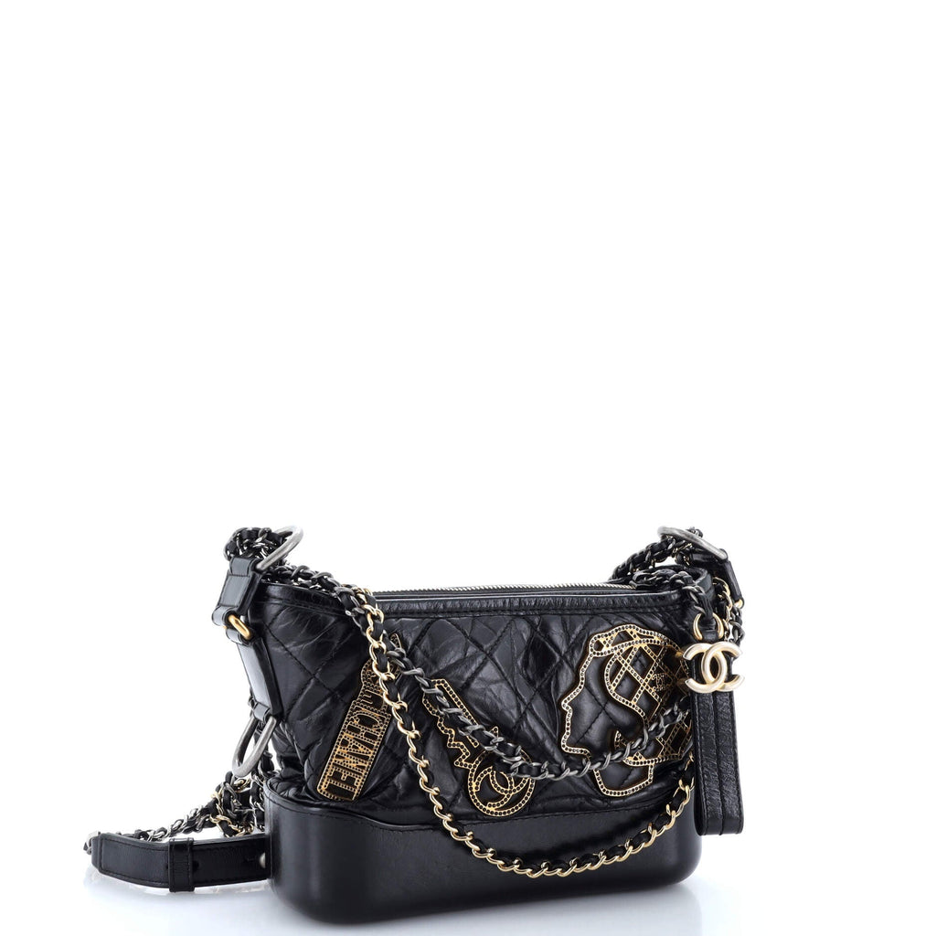 Gabrielle Hobo Embellished Quilted Aged Calfskin Small