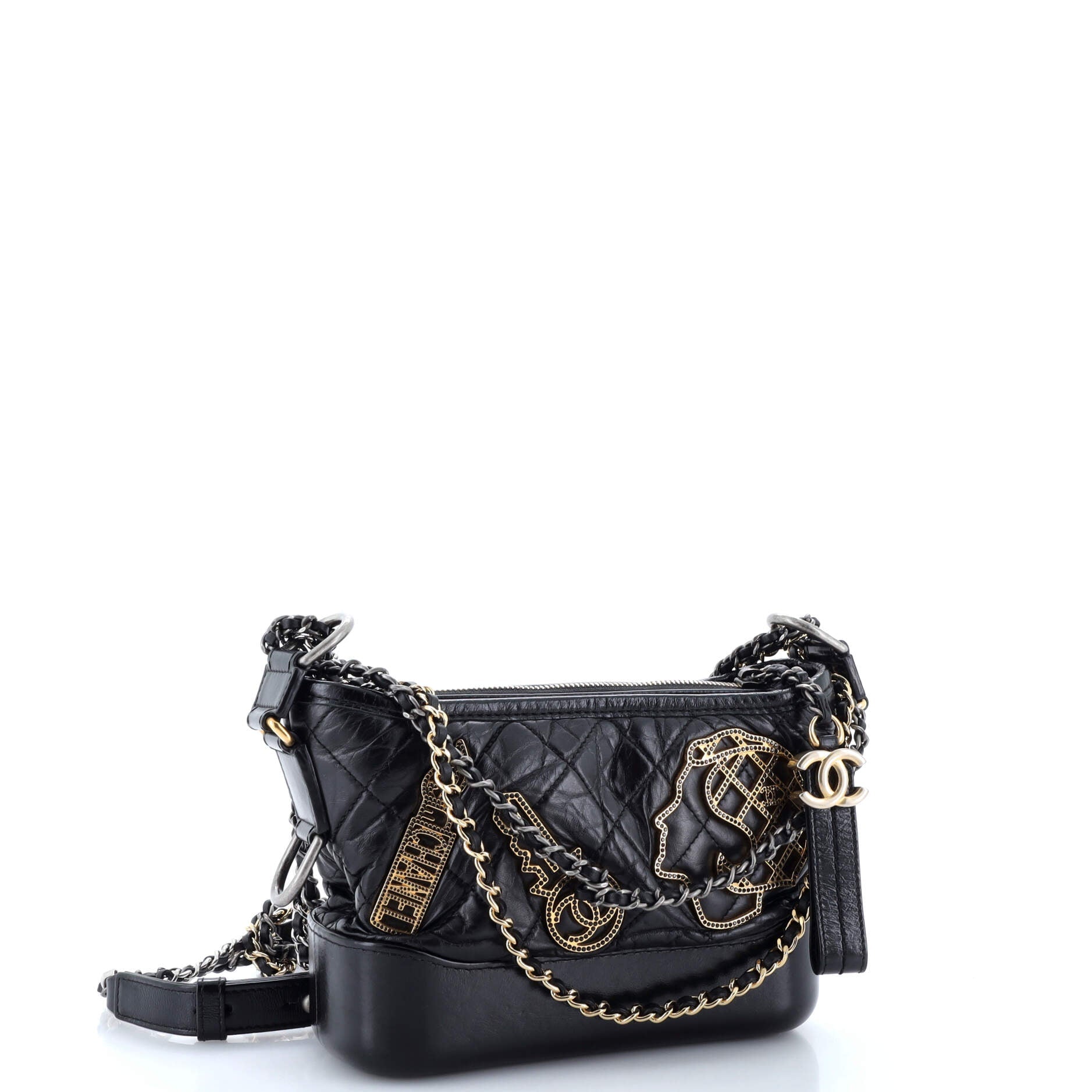 Gabrielle Hobo Embellished Quilted Aged Calfskin Small