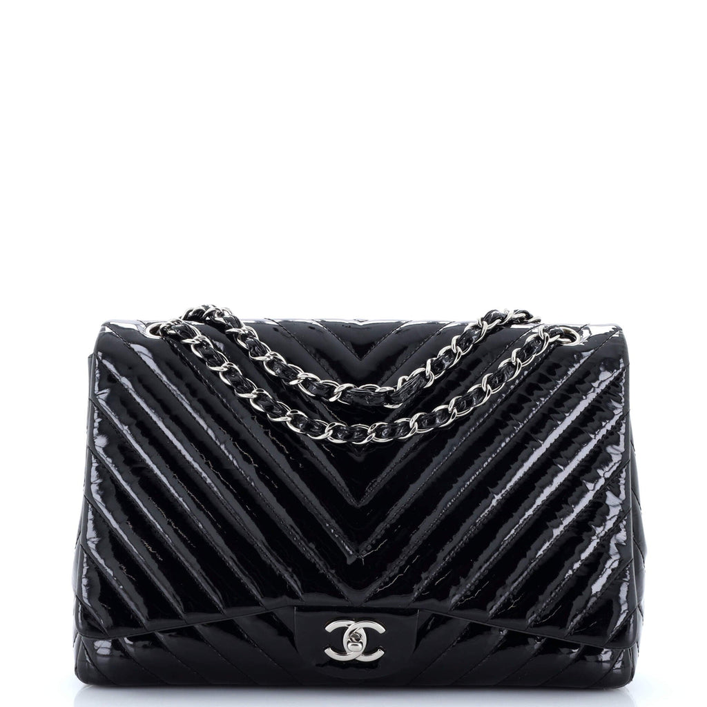 Classic Single Flap Bag Chevron Patent Maxi