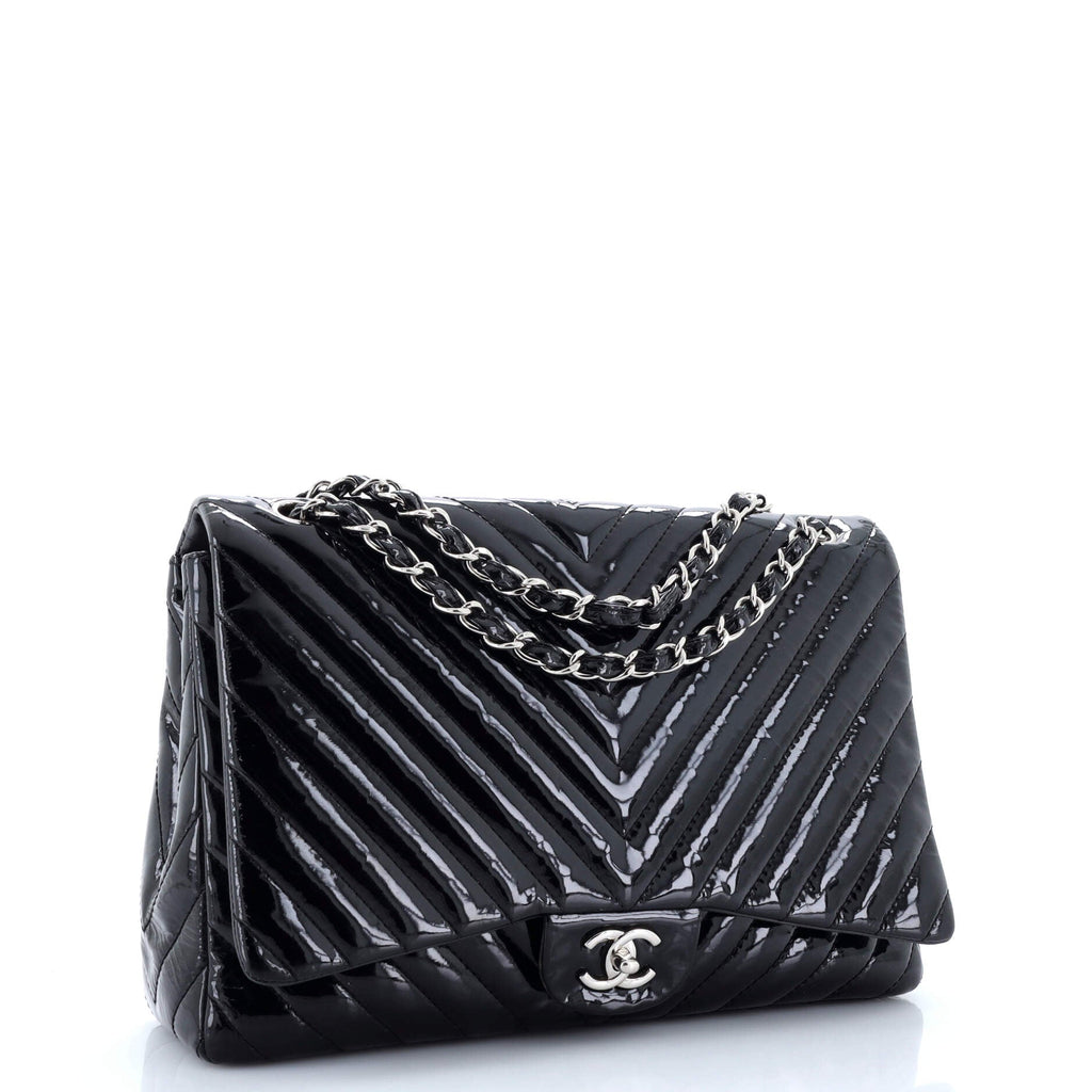 Classic Single Flap Bag Chevron Patent Maxi