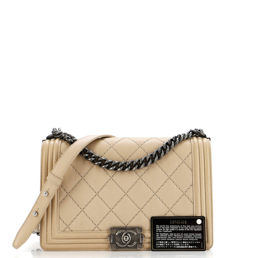 Stitch Boy Flap Bag Quilted Calfskin New Medium