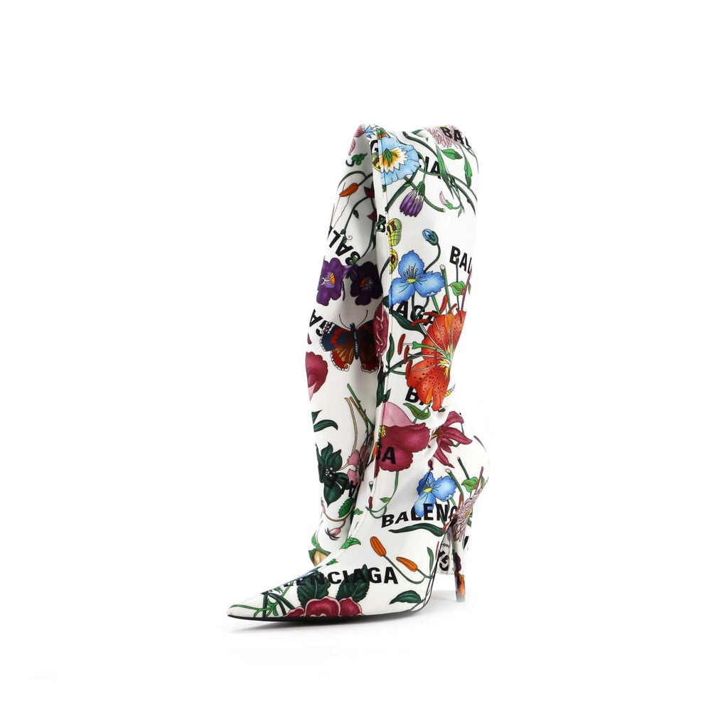 x Balenciaga The Hacker Project Women's Knife Thigh High Boots Flora Fabric