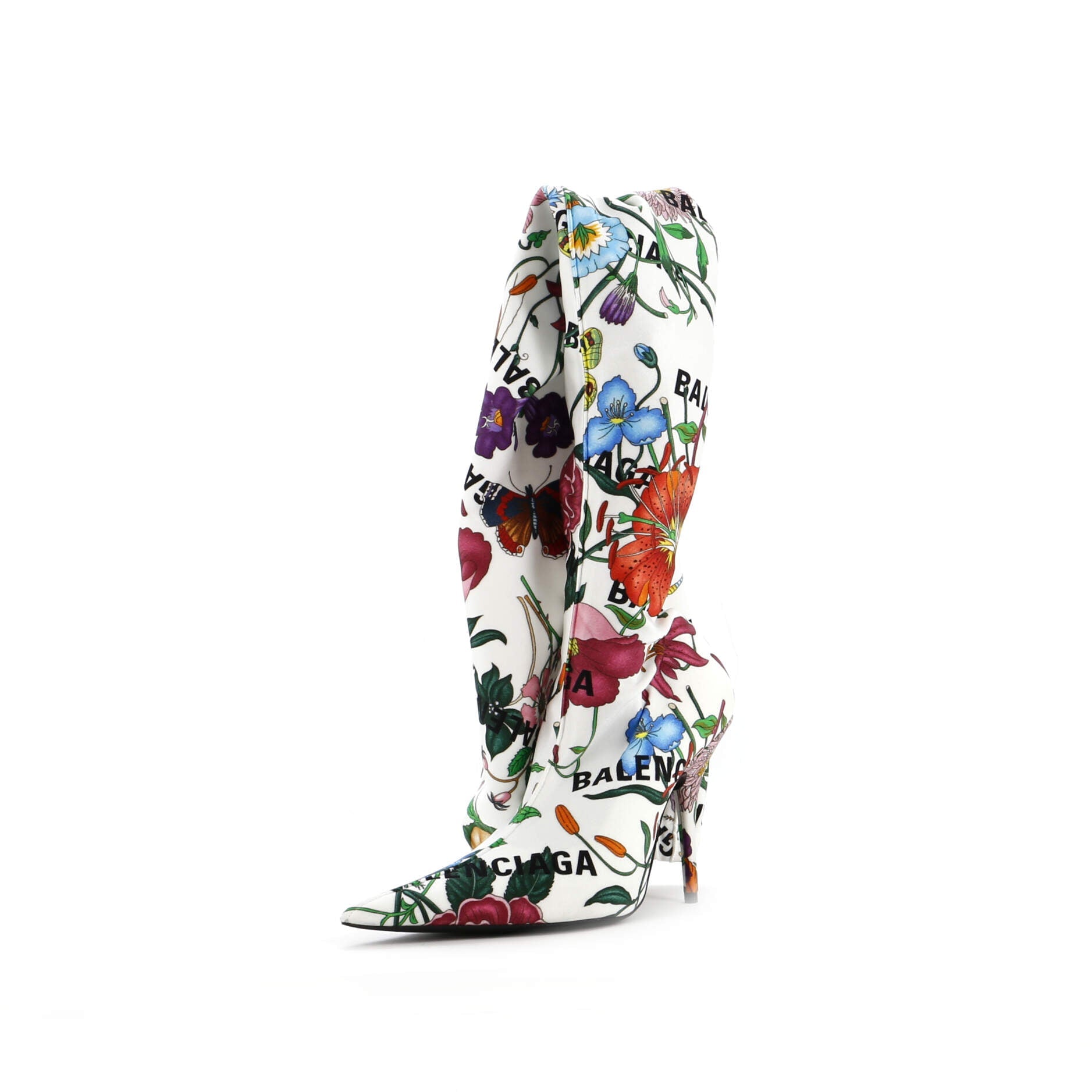 x Balenciaga The Hacker Project Women's Knife Thigh High Boots Flora Fabric