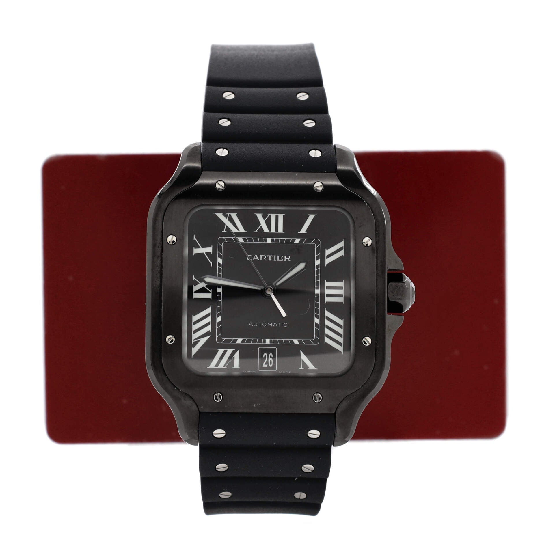 Santos de Cartier Automatic Watch ADLC Stainless Steel and Alligator 40