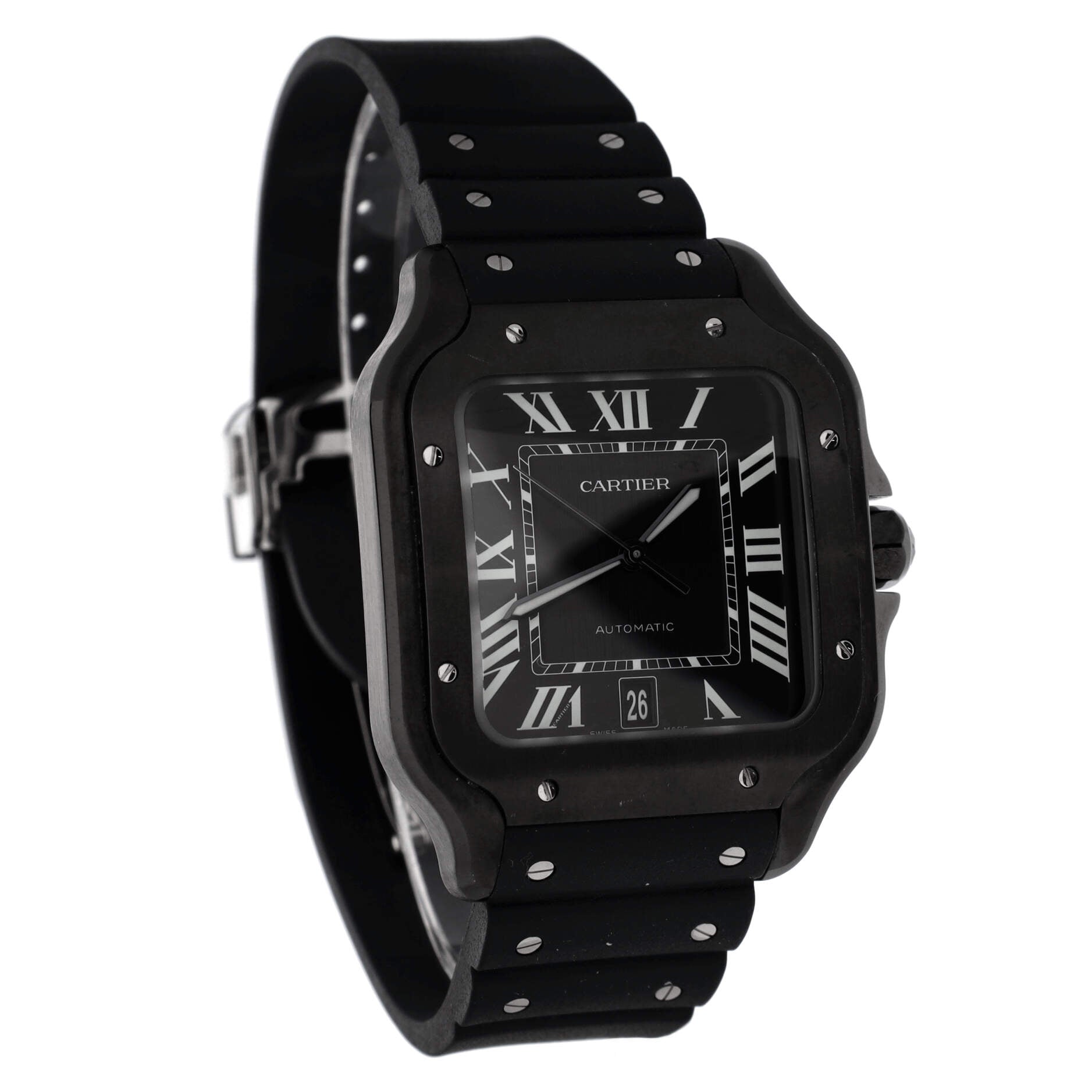 Santos de Cartier Automatic Watch ADLC Stainless Steel and Alligator 40