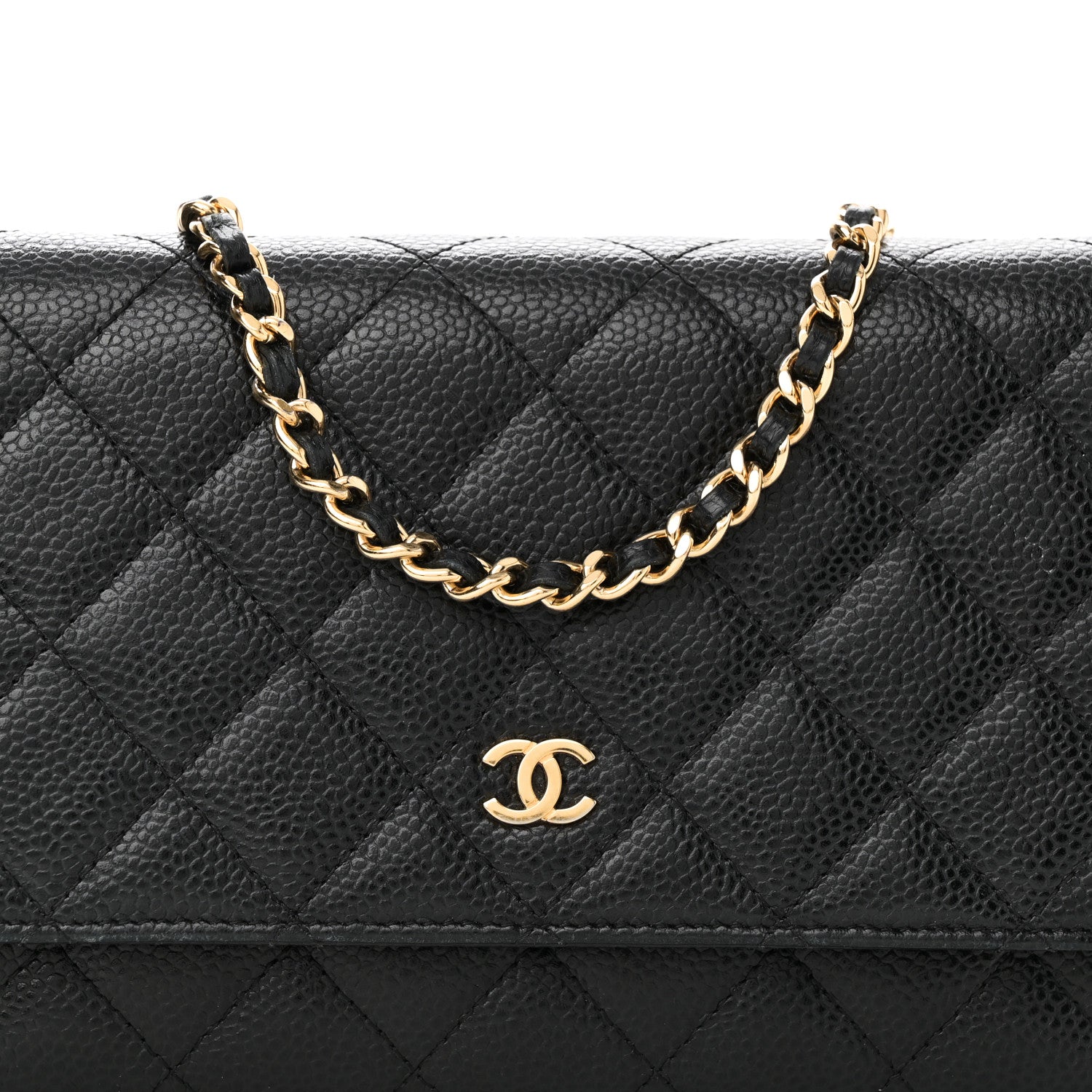 Caviar Quilted Wallet on Chain WOC Black