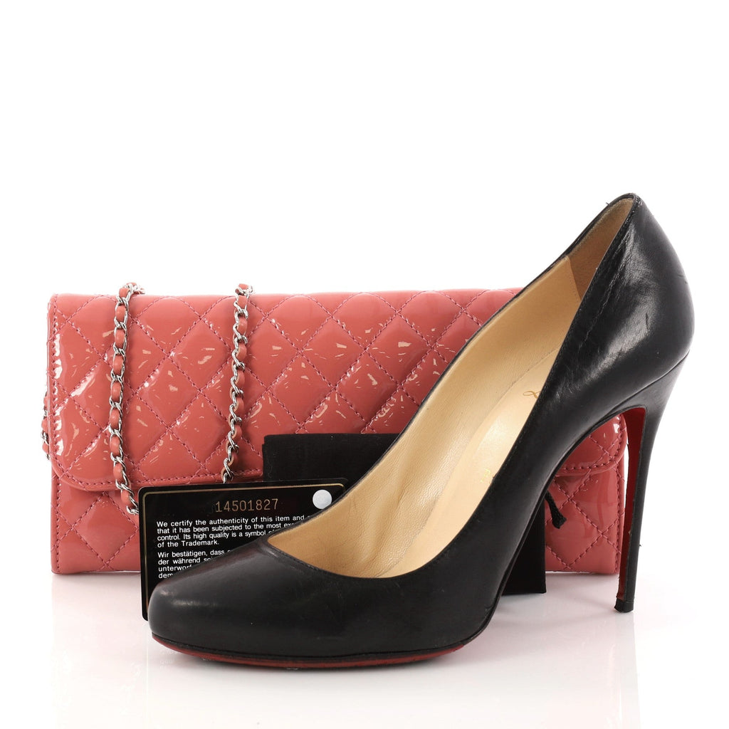 Wallet On Chain Clutch Quilted Patent East West