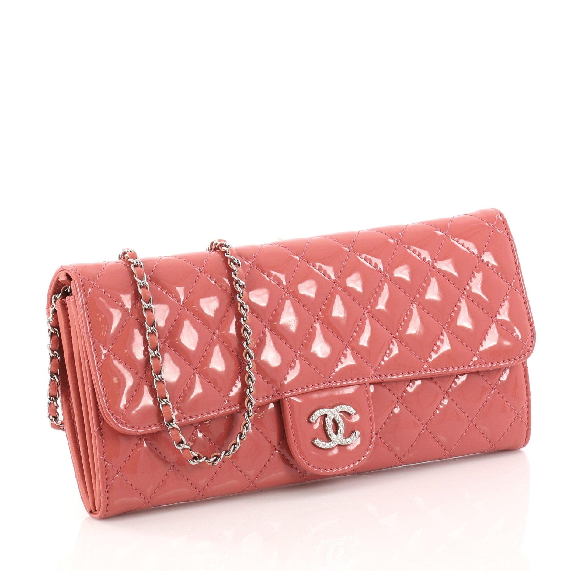 Wallet On Chain Clutch Quilted Patent East West