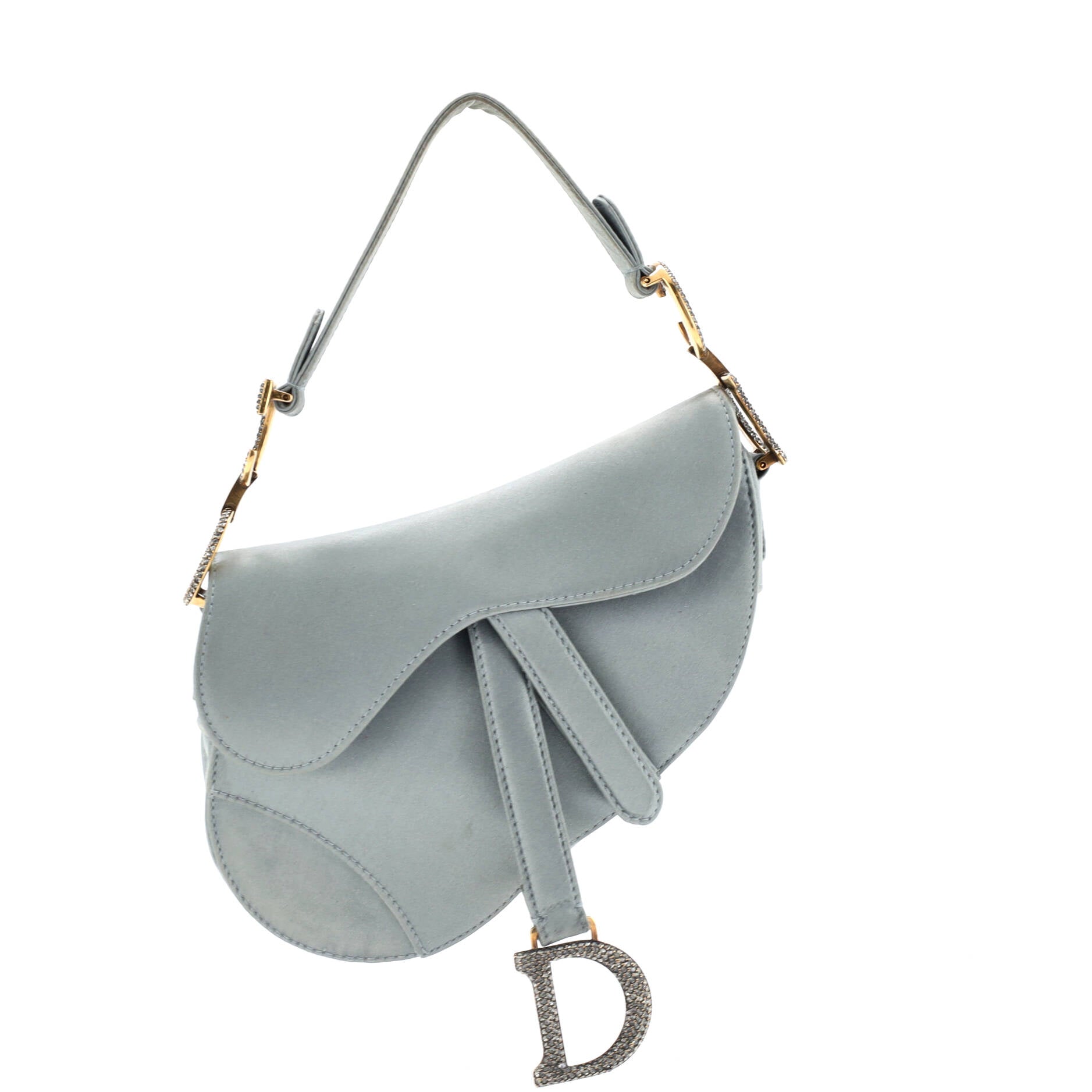 Saddle Handbag Satin with Crystals Mini