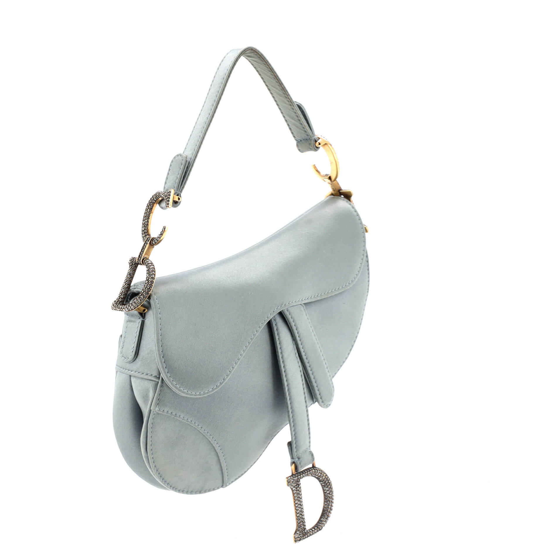 Saddle Handbag Satin with Crystals Mini