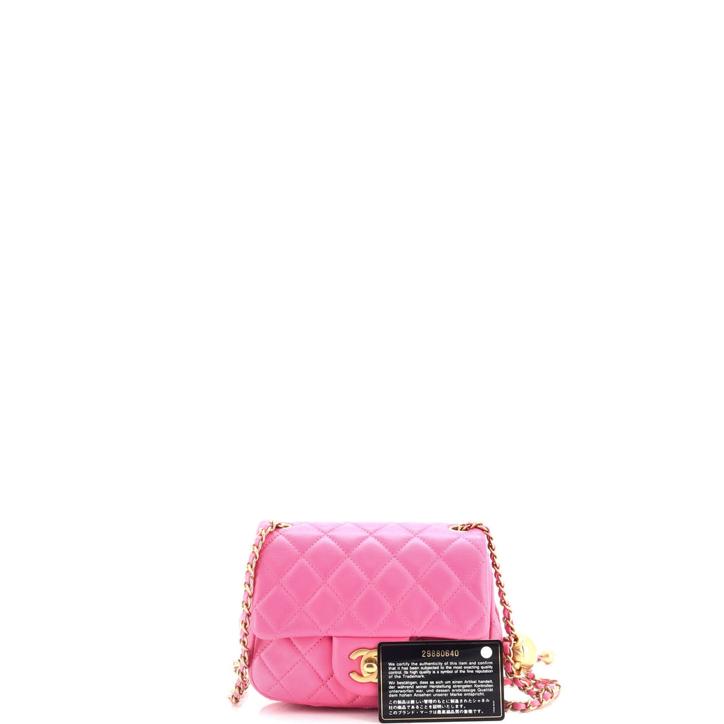 Pearl Crush Square Flap Bag Quilted Lambskin Mini