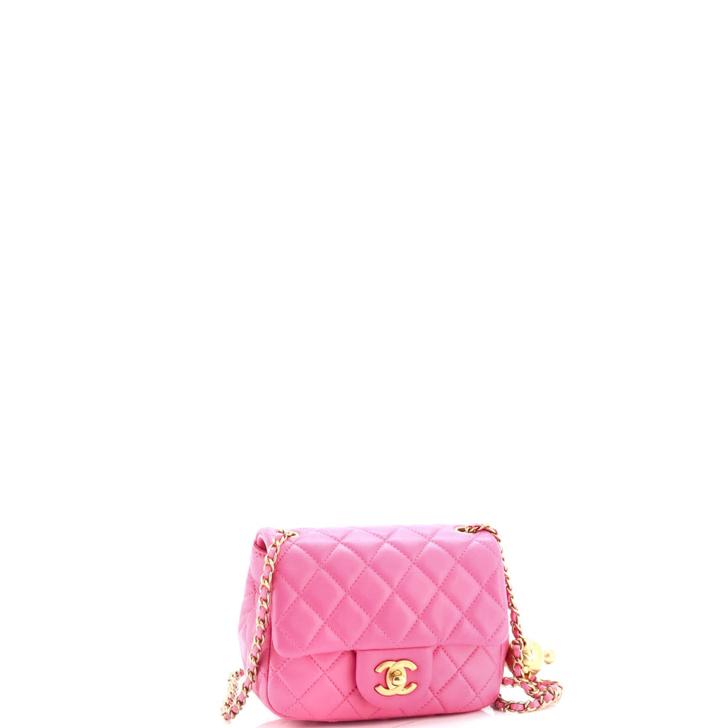 Pearl Crush Square Flap Bag Quilted Lambskin Mini