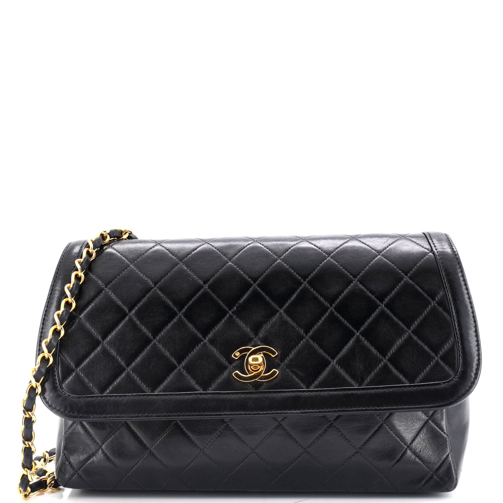 Vintage CC Chain Flap Bag Quilted Lambskin Large