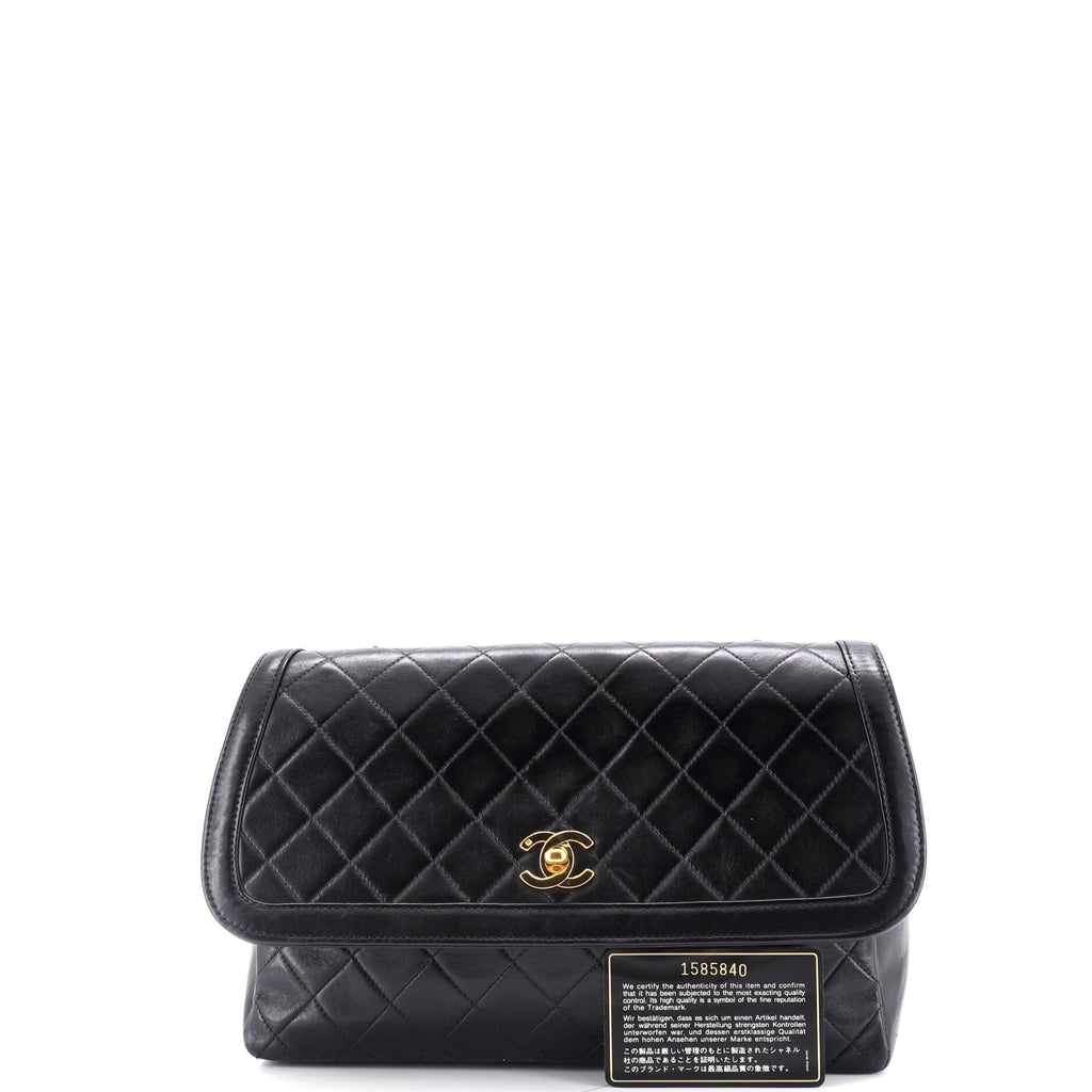 Vintage CC Chain Flap Bag Quilted Lambskin Large