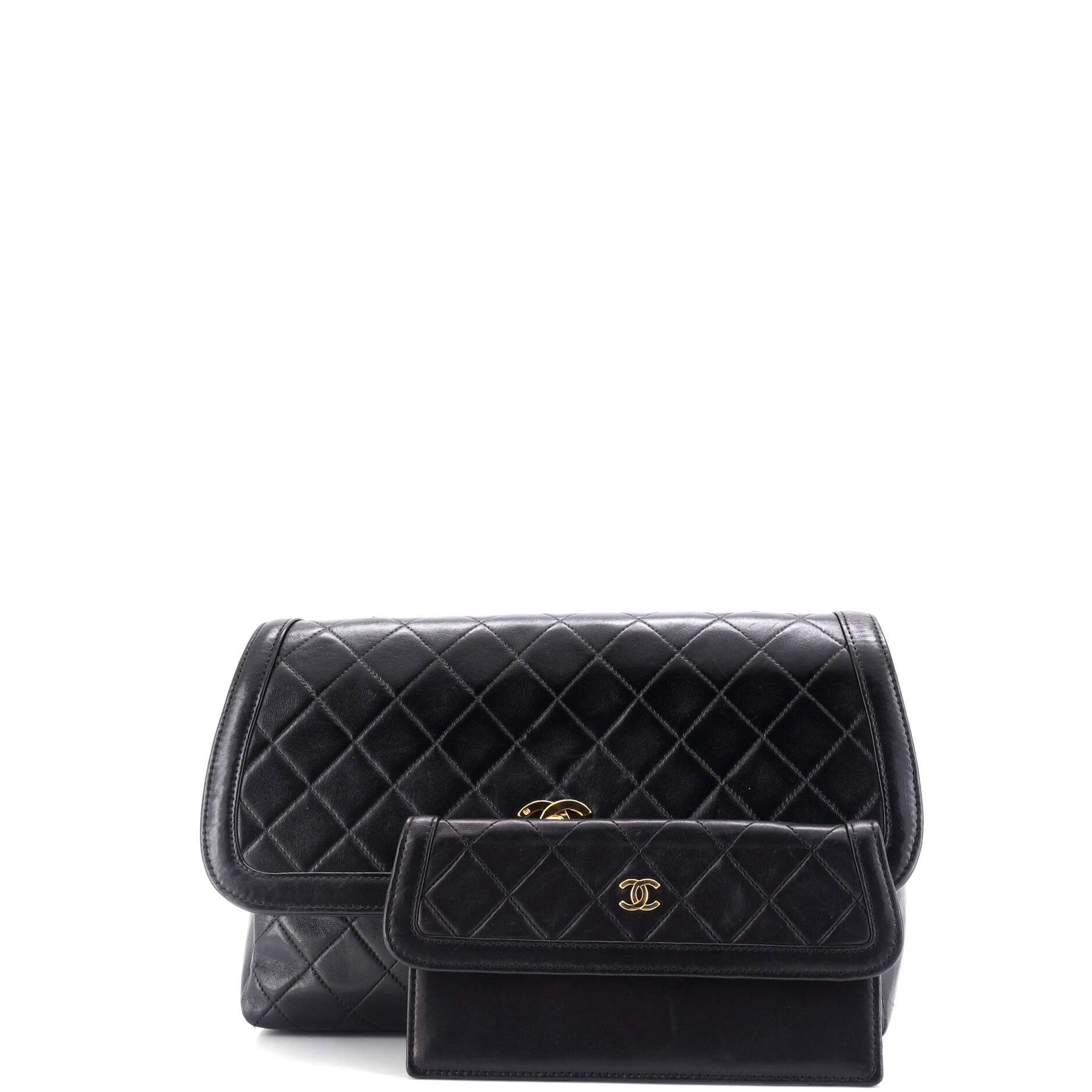 Vintage CC Chain Flap Bag Quilted Lambskin Large