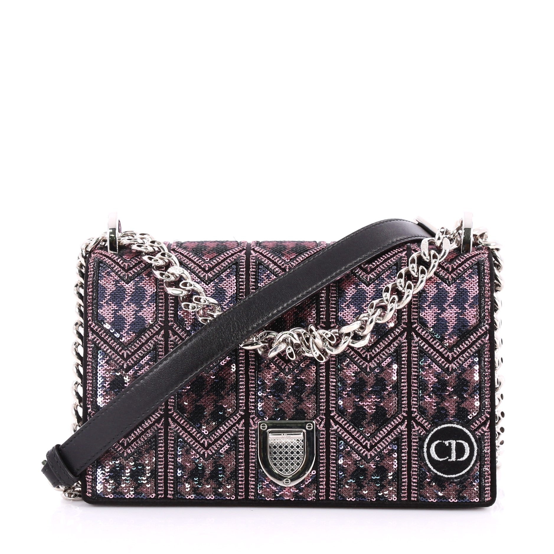 Diorama Flap Bag Sequin Embellished Satin Mini