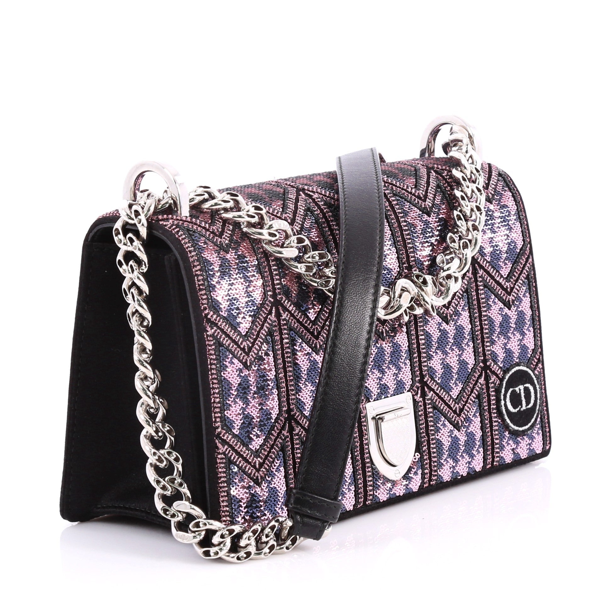 Diorama Flap Bag Sequin Embellished Satin Mini