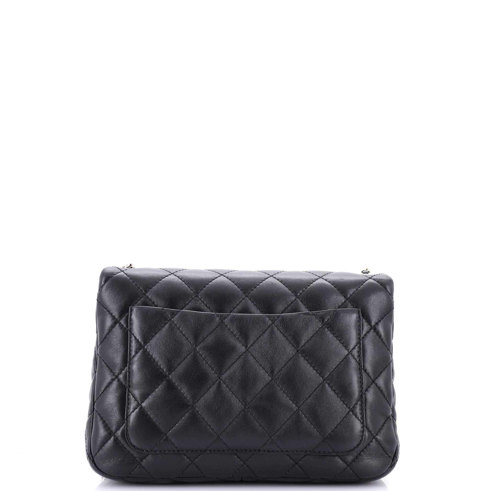 Chain Frame Enamel CC Flap Bag Quilted Lambskin Medium