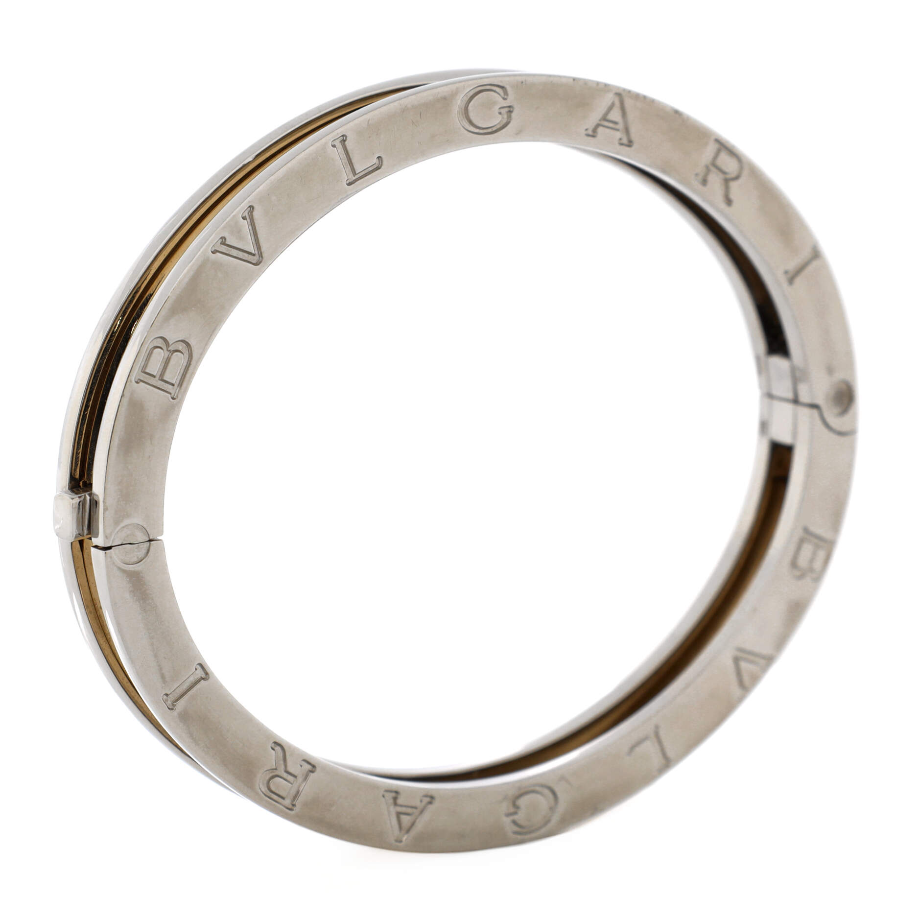 B.Zero1 Hinged Bangle Bracelet 18K Yellow Gold and Stainless Steel 7mm