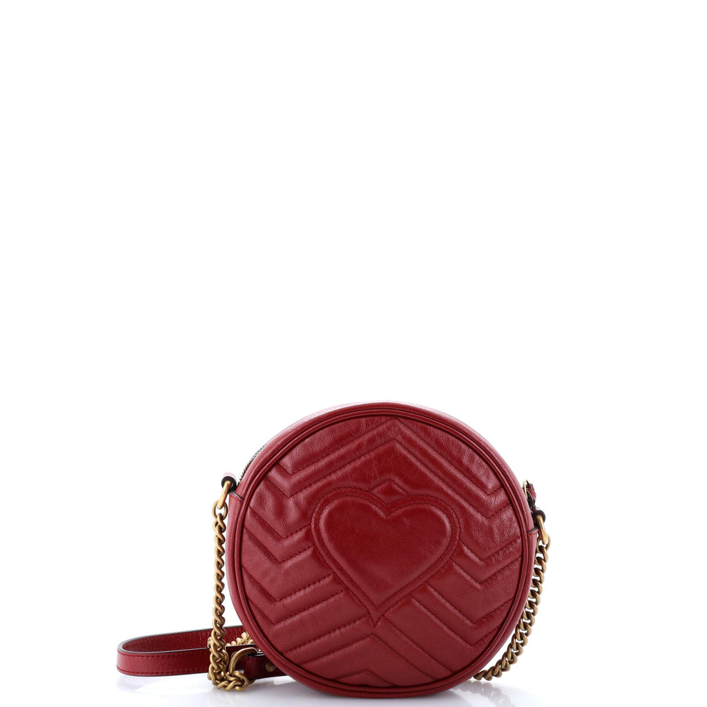 GG Marmont Round Shoulder Bag Matelasse Leather Mini