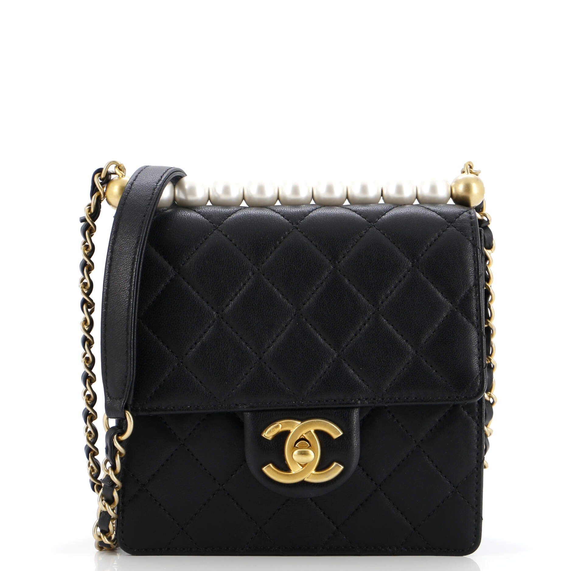 Chic Pearls Flap Bag Quilted Lambskin Mini