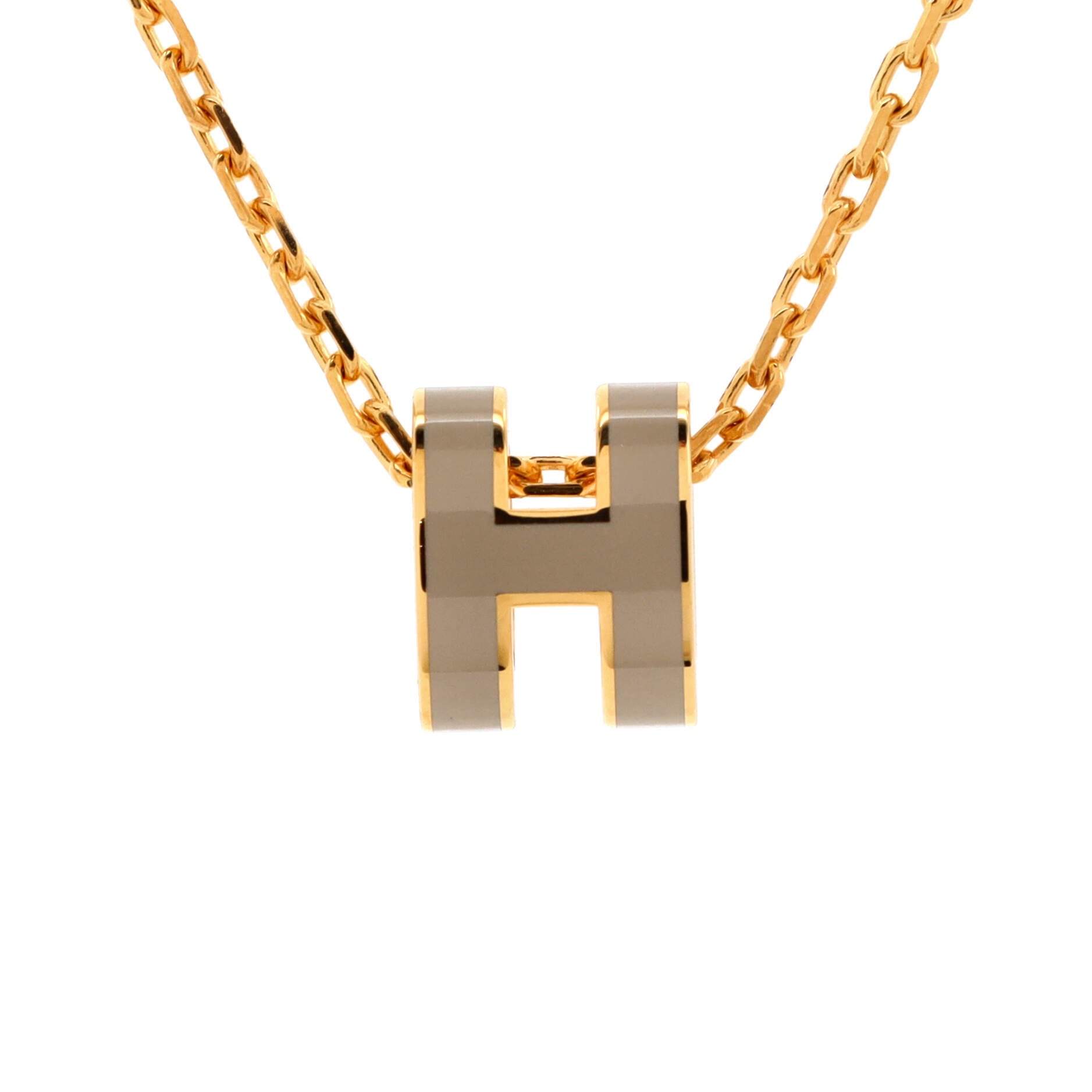 Pop H Pendant Chain Necklace Metal and Enamel Mini