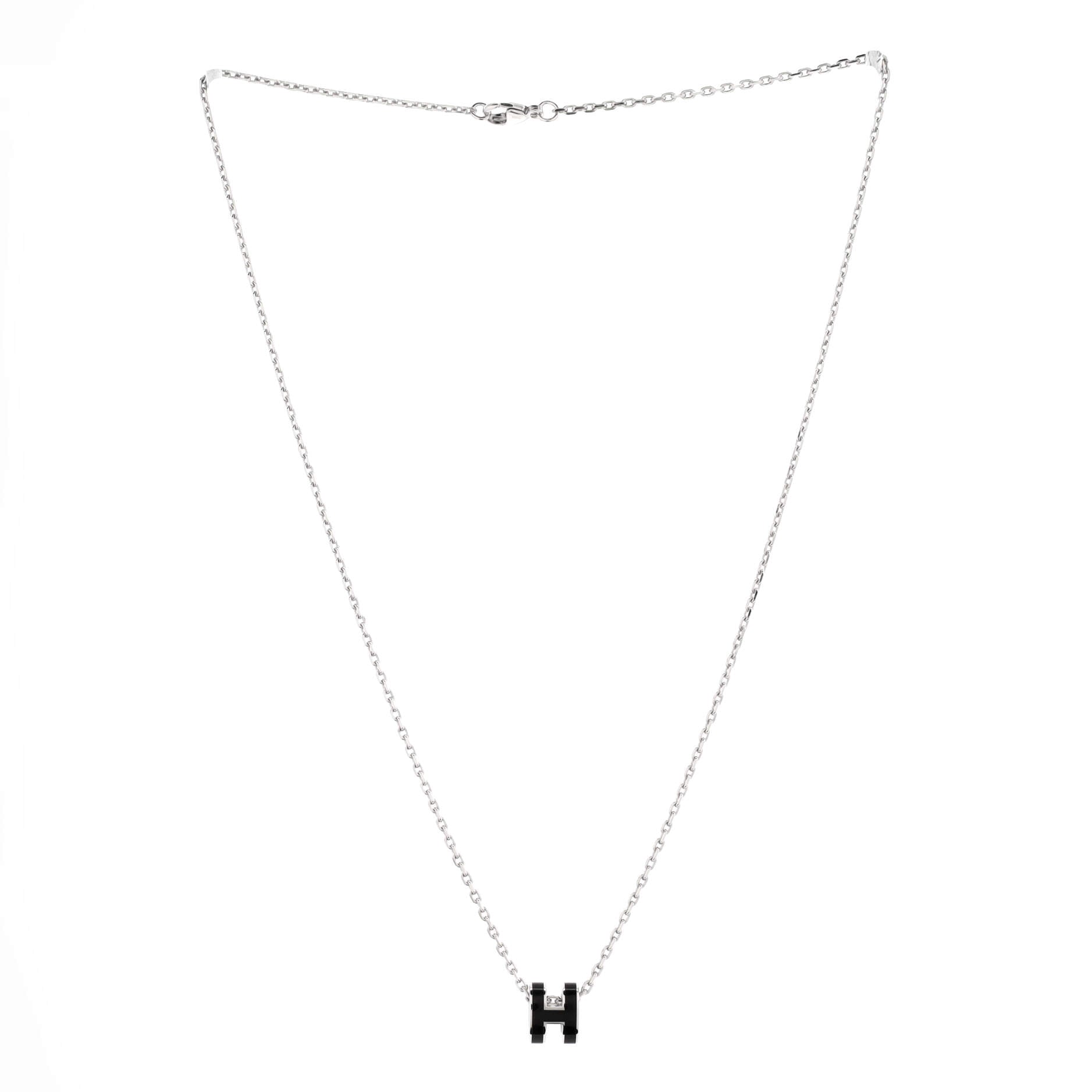 Pop H Pendant Chain Necklace Metal and Enamel Mini