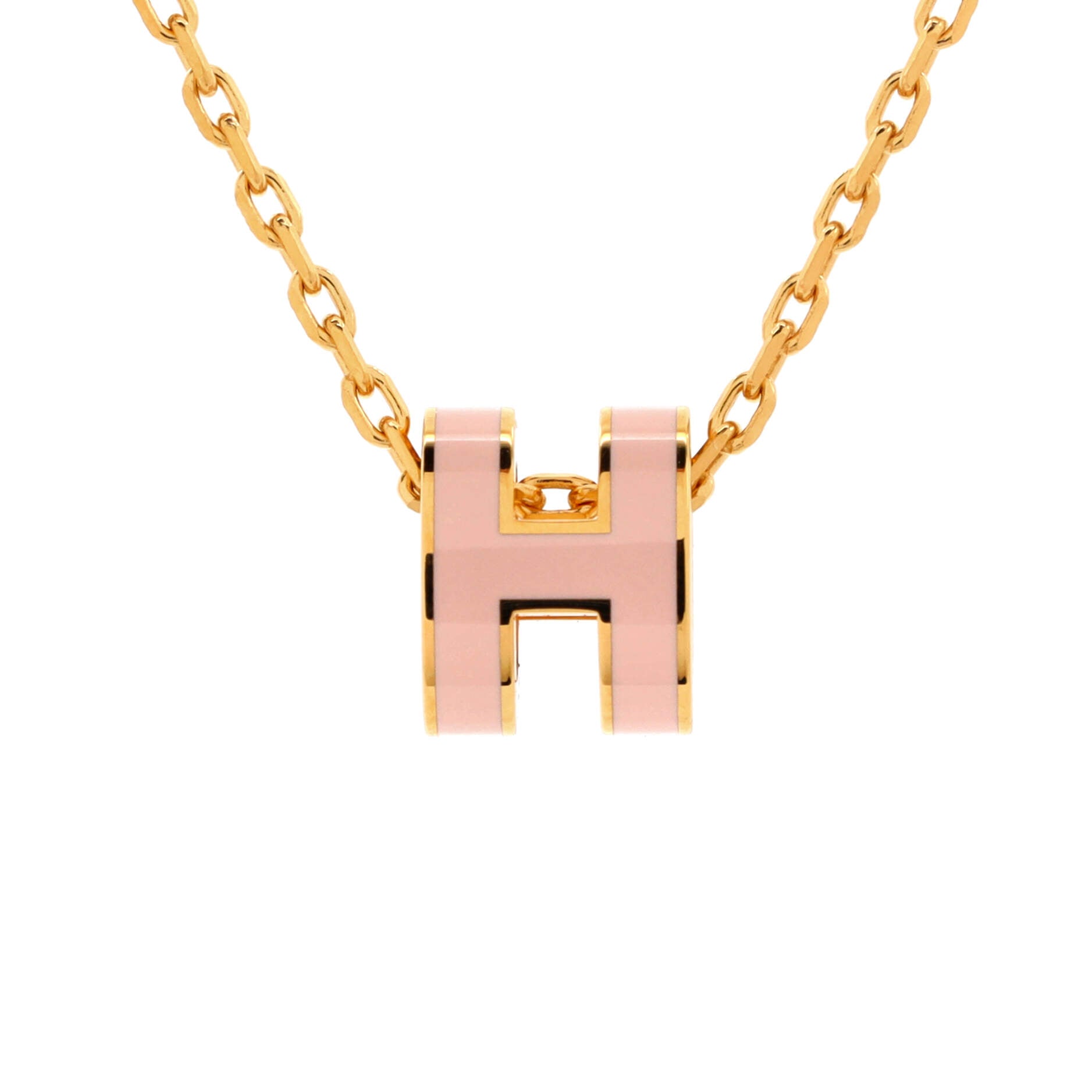 Pop H Pendant Chain Necklace Metal and Enamel Mini