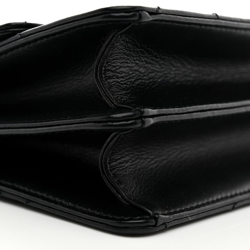 Calfskin Strass Quilted Mini Flap Black