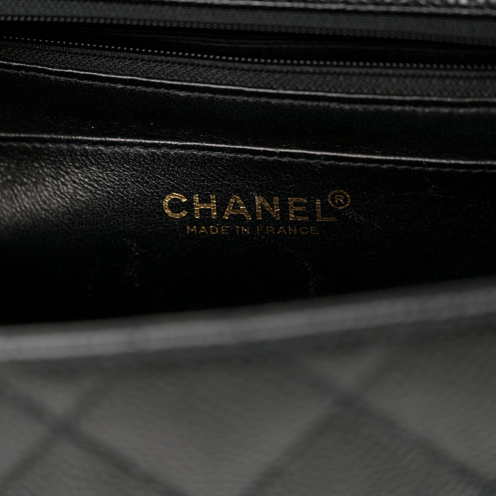 Caviar Quilted Jumbo Kelly Flap Black