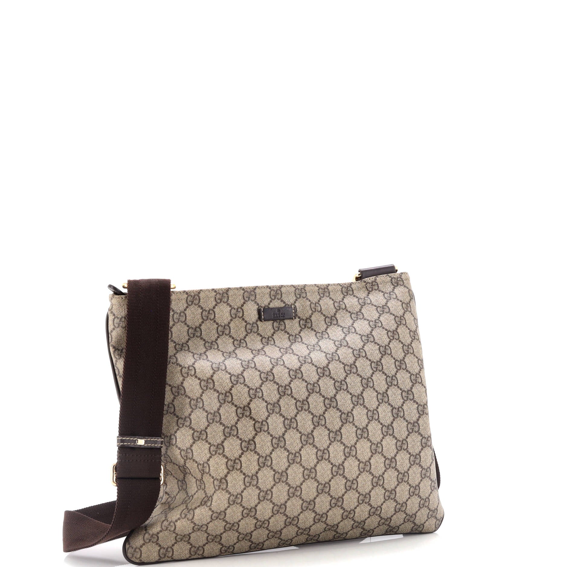 Zip Top Messenger Bag GG Coated Canvas Large