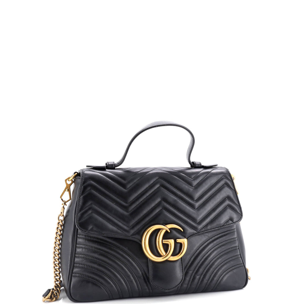 GG Marmont Top Handle Flap Bag Matelasse Leather Medium