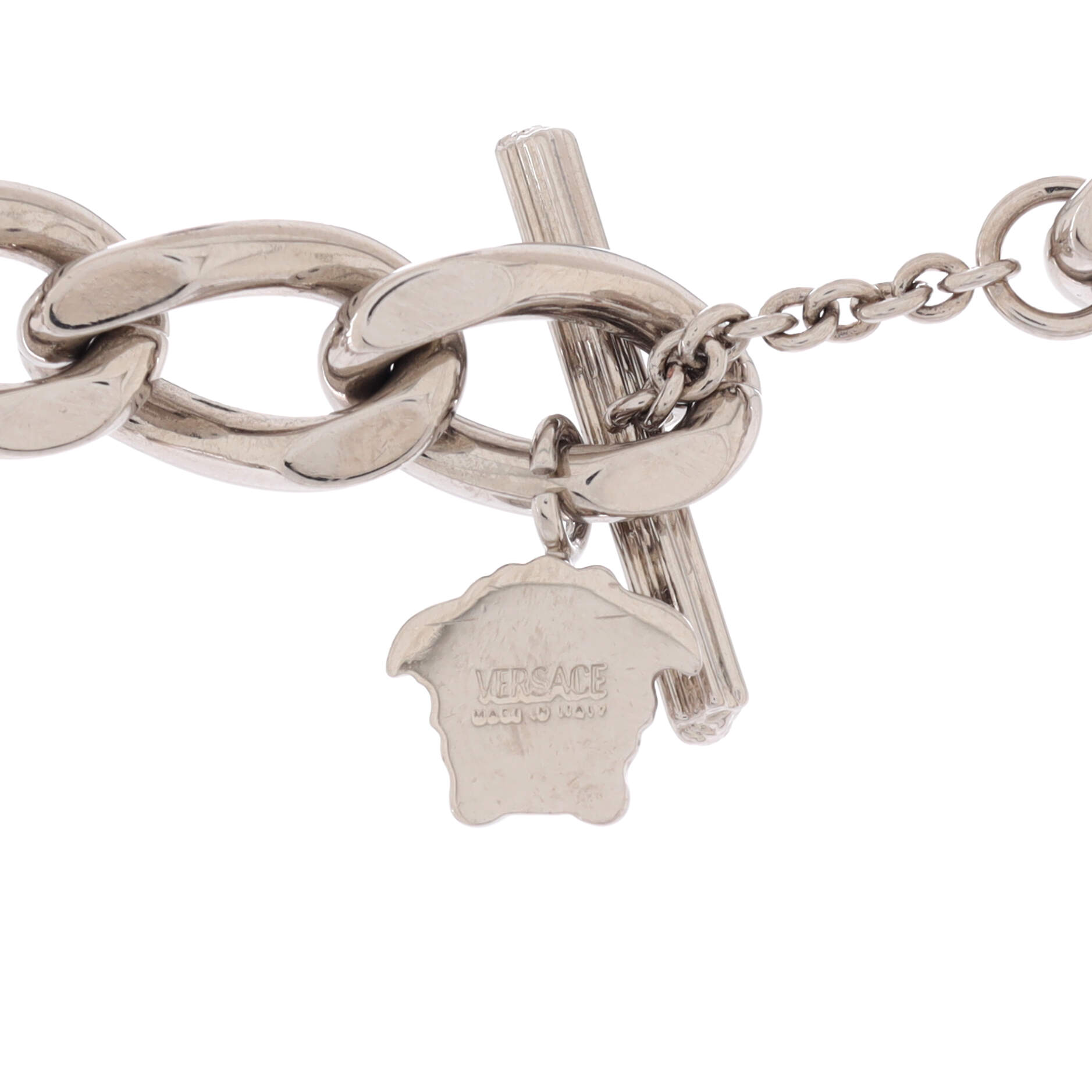 Logo Letters Tile Chain Link Necklace Metal