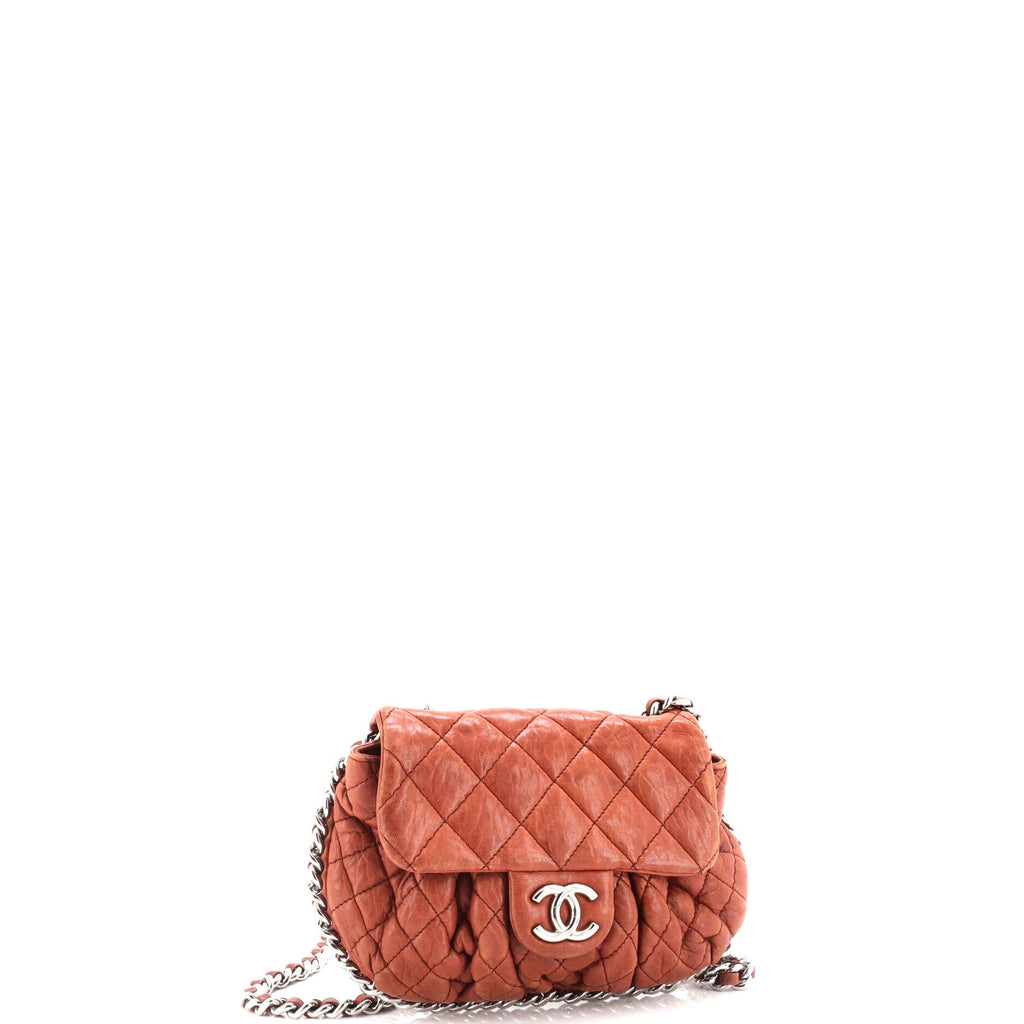 Chain Around Flap Bag Quilted Leather Small
