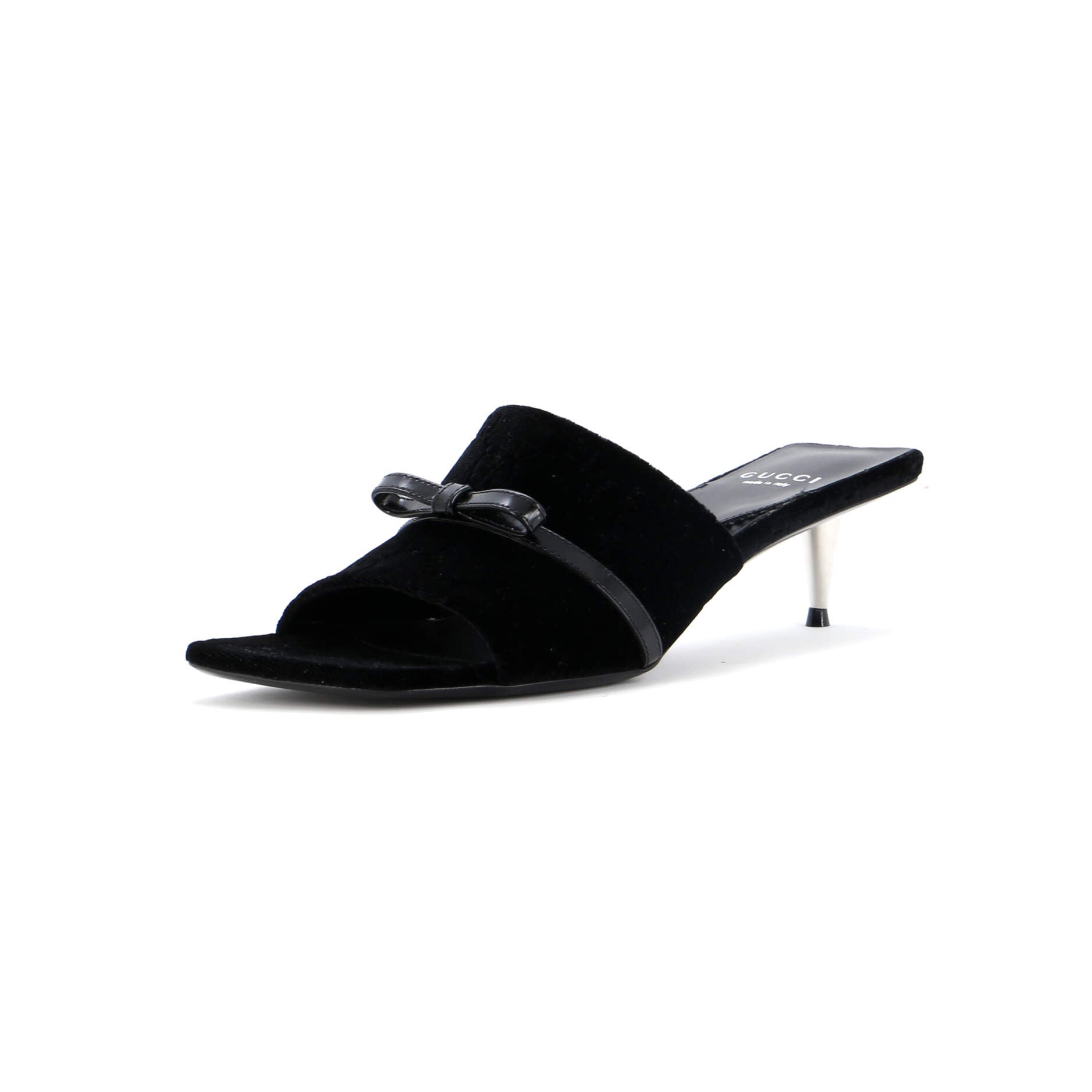 Women's Bow Slide Heeled Sandals GG Velvet