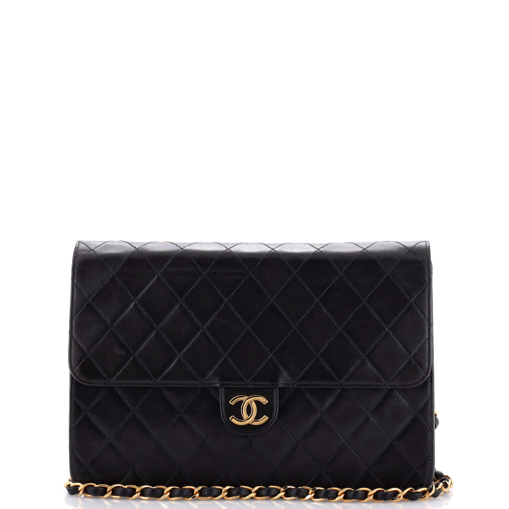Vintage Clutch with Chain Quilted Leather Medium